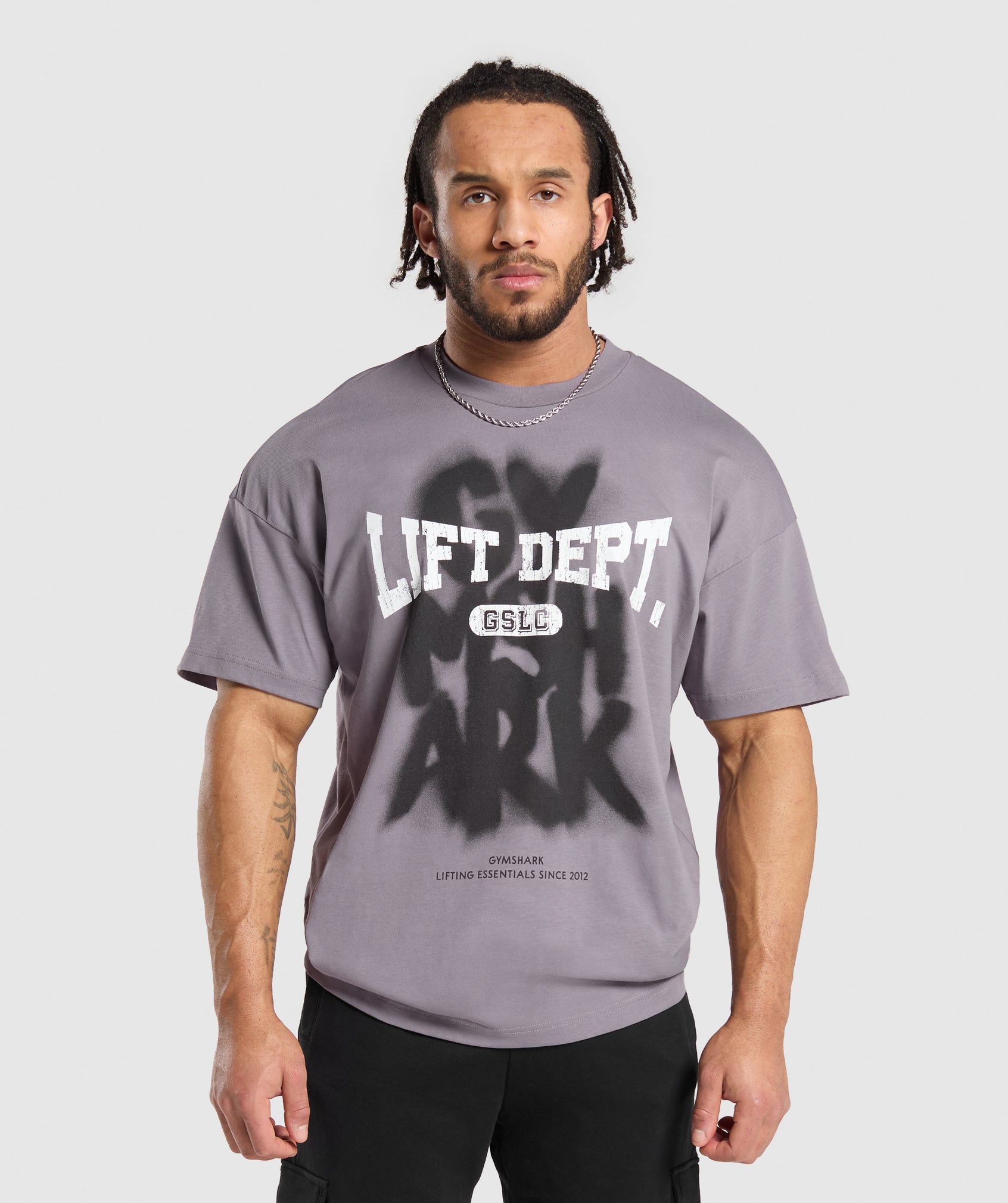 Gymshark Lifting Dept Graffiti T-Shirt - Fog Purple