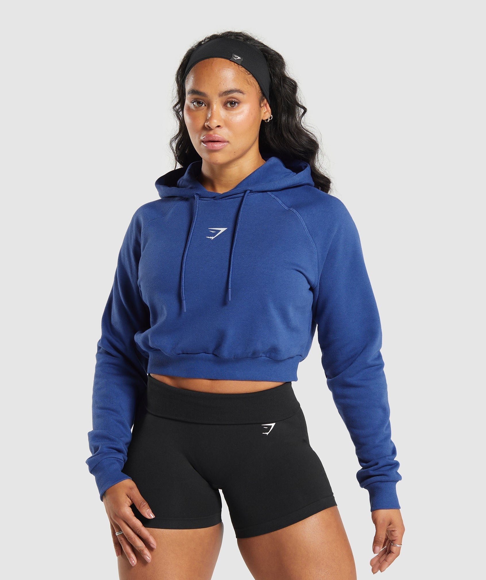 Gymshark Training Department Graphic Cropped Hoodie - Wave Blue