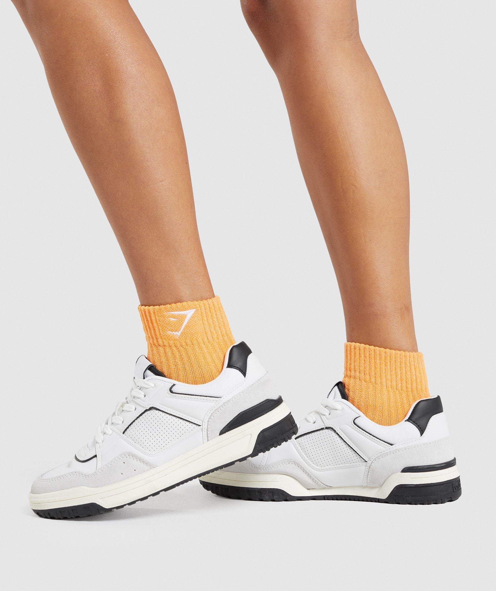 Gymshark Sharkhead Embroidered Quarter Socks 2pk - Hibiscus Pink/Apricot Orange