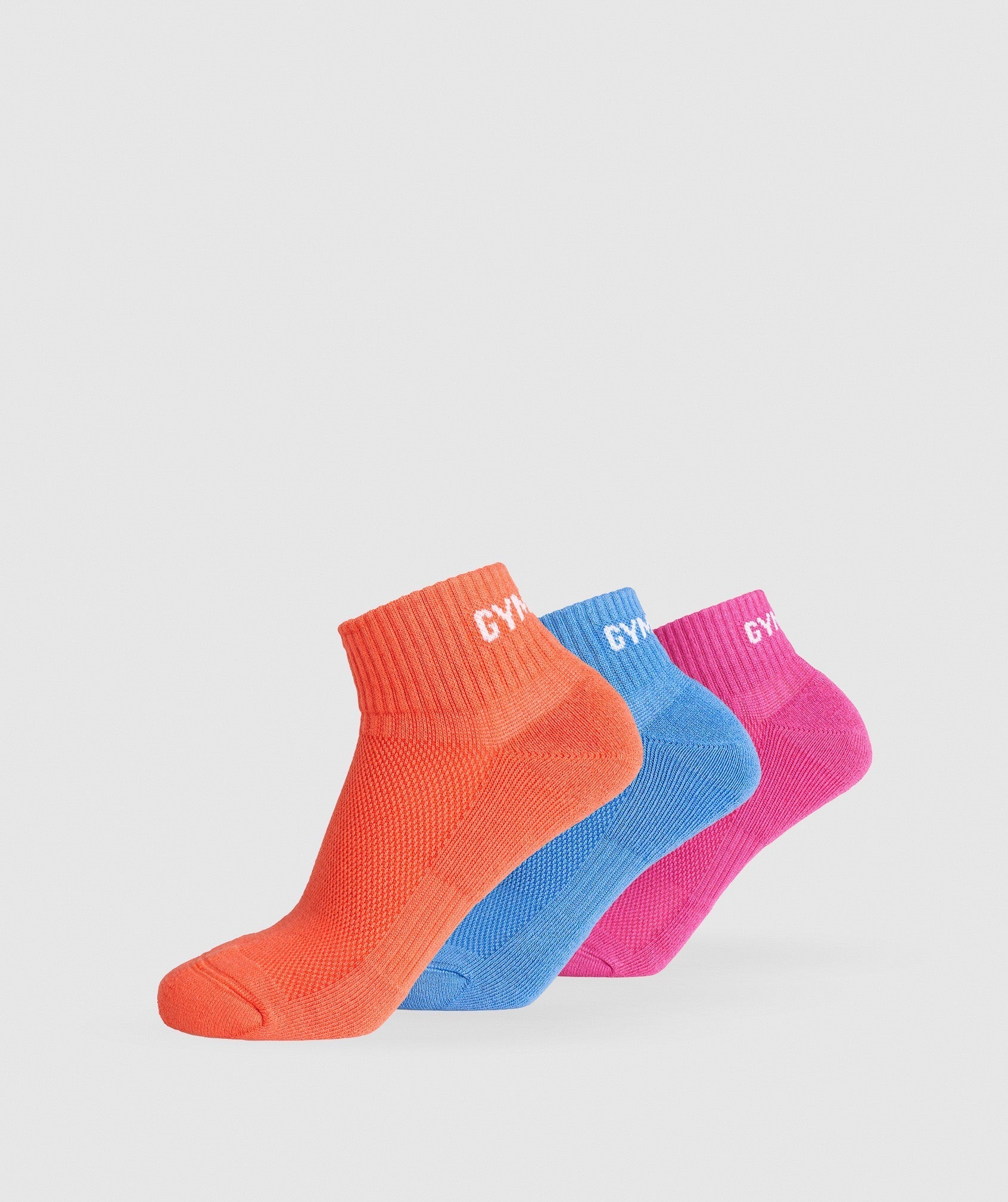 Gymshark Jacquard Quarter Socks 3pk - Wannabe Orange/Lats Blue/Valley Pink
