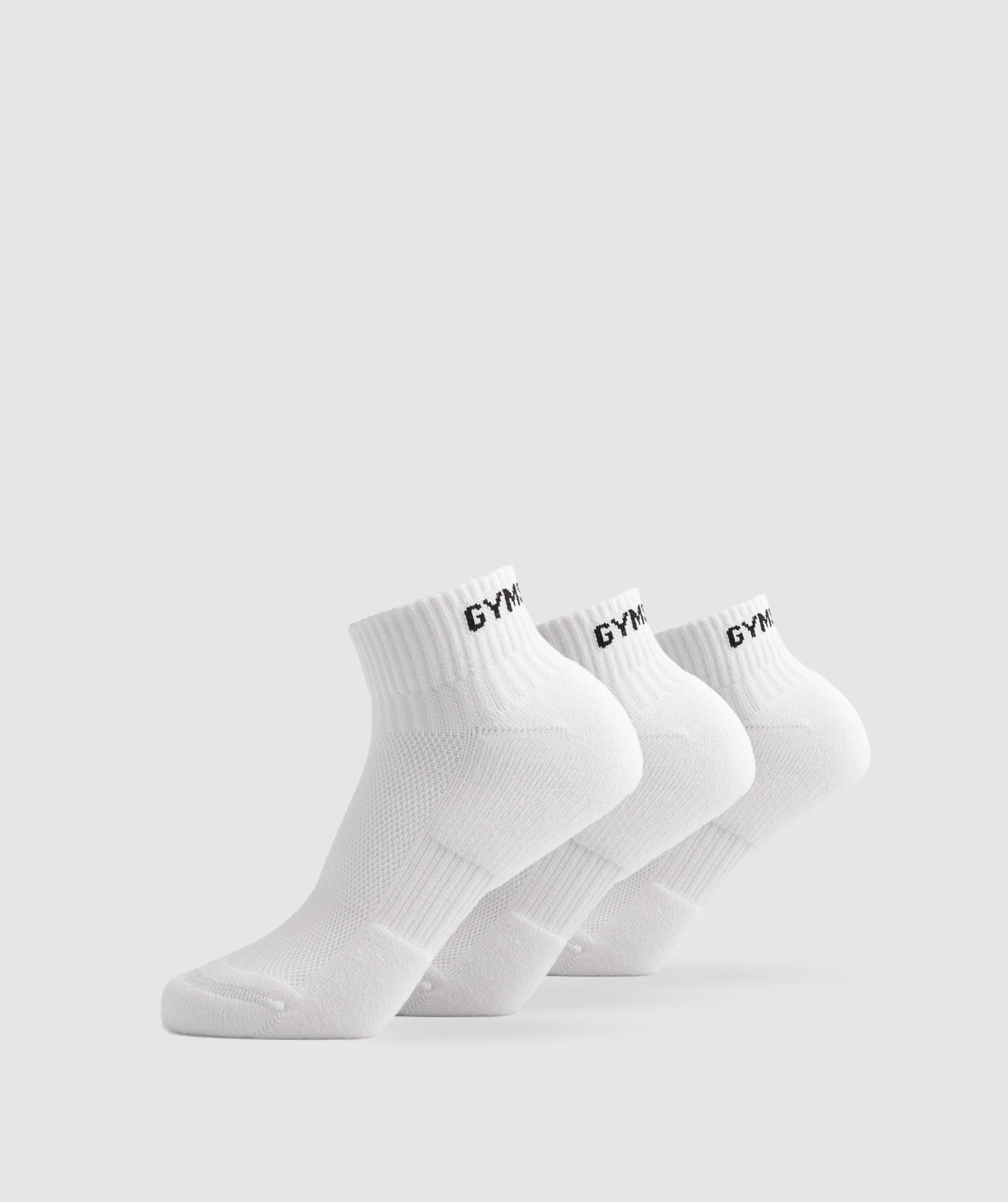 Gymshark Jacquard Quarter Socks 3pk - White