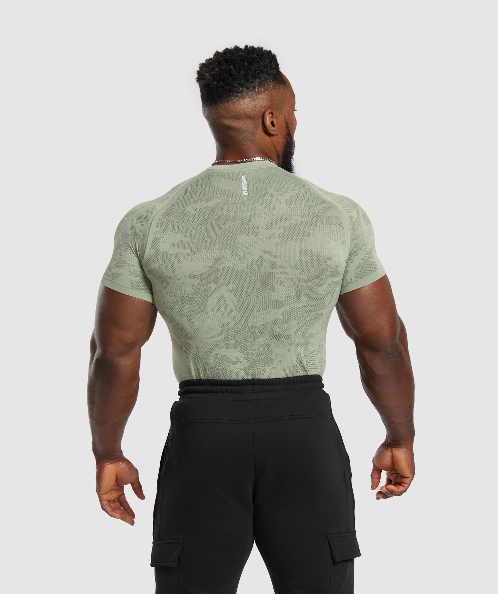 Gymshark Geo Seamless T-Shirt - Faded Green/Core Olive
