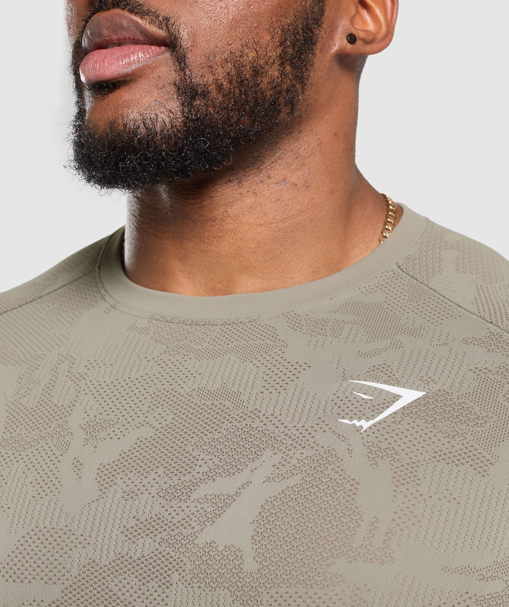 Gymshark Geo Seamless T-Shirt - Linen Brown/Camo Brown