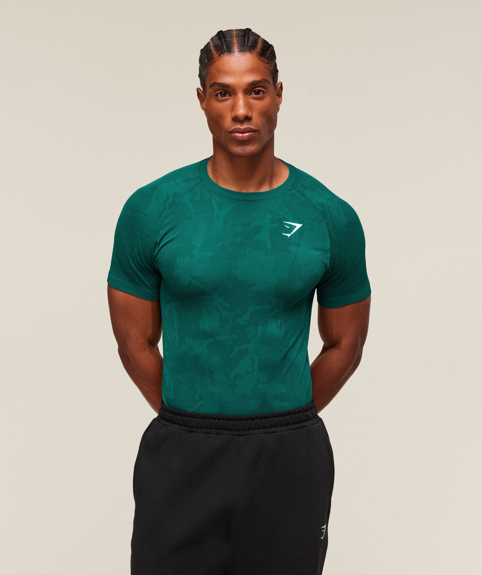 Gymshark Geo Seamless T-Shirt - Motivate Teal/Strong Teal