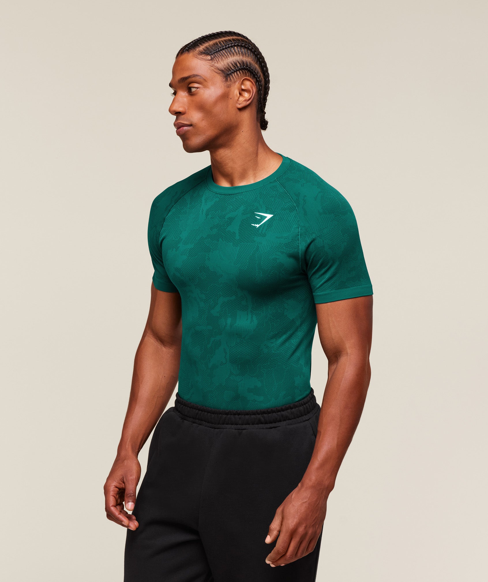 Gymshark Geo Seamless T-Shirt - Motivate Teal/Strong Teal