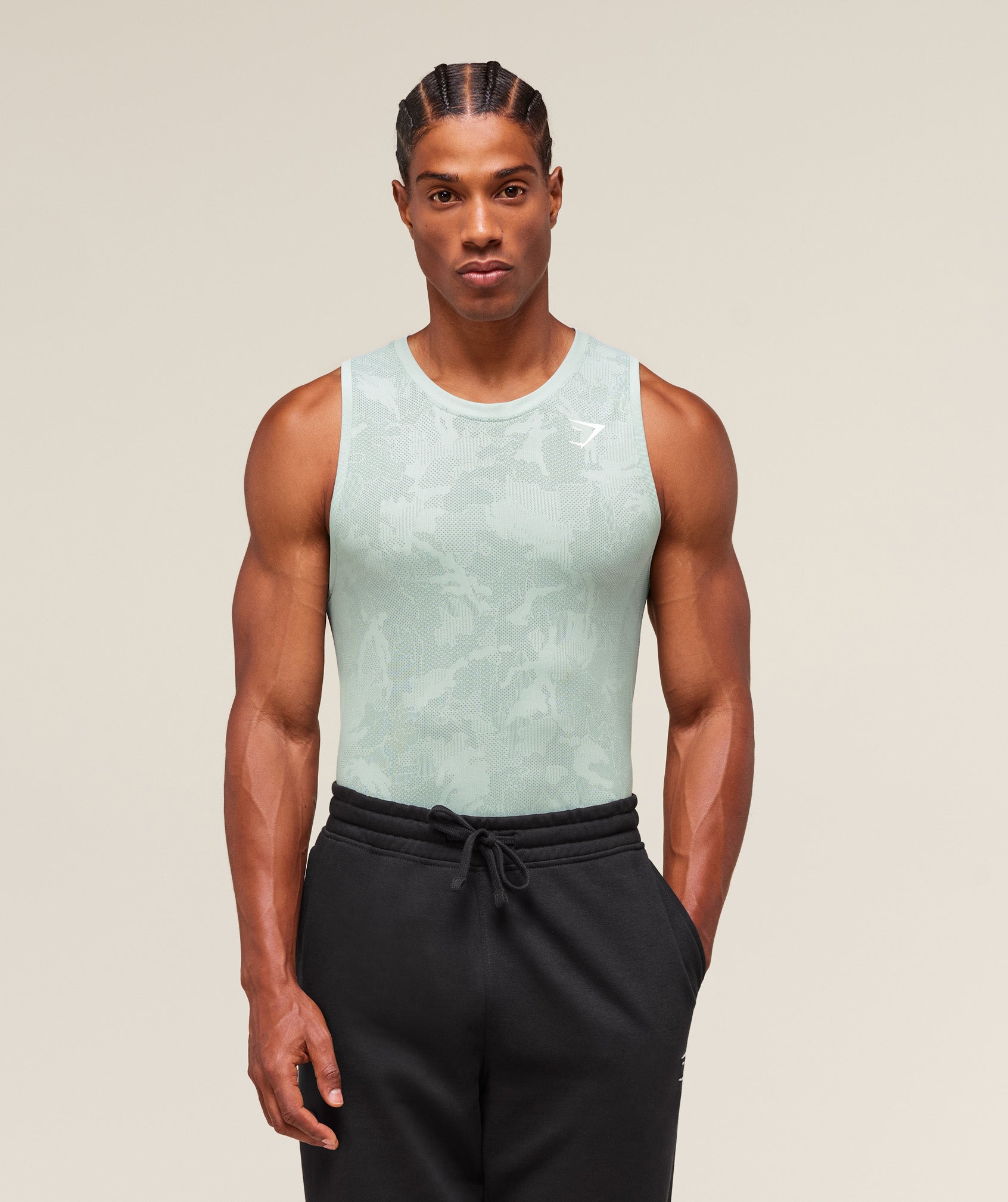 Gymshark Geo Seamless Tank - Morning Blue/Celeste Blue