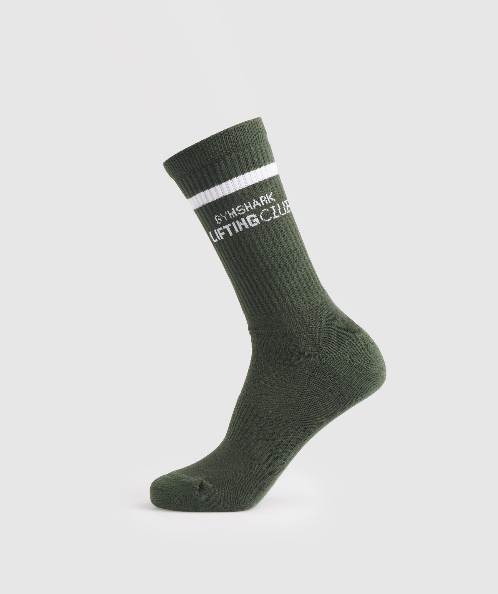 Gymshark Social Club Double Stripe 1pk Sock - Moss Olive/White