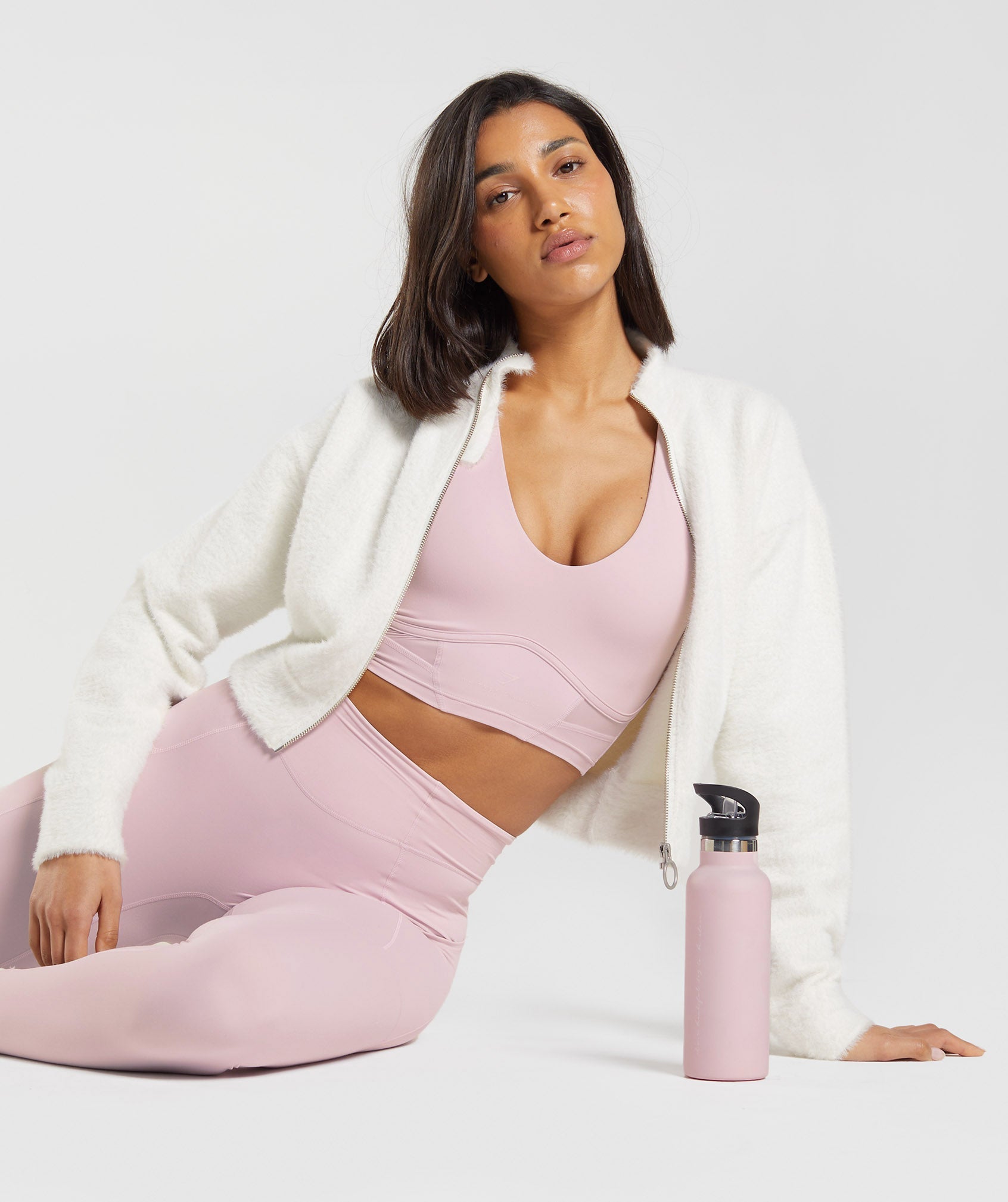 Gymshark Whitney Eyelash Knit Jacket - Skylight White