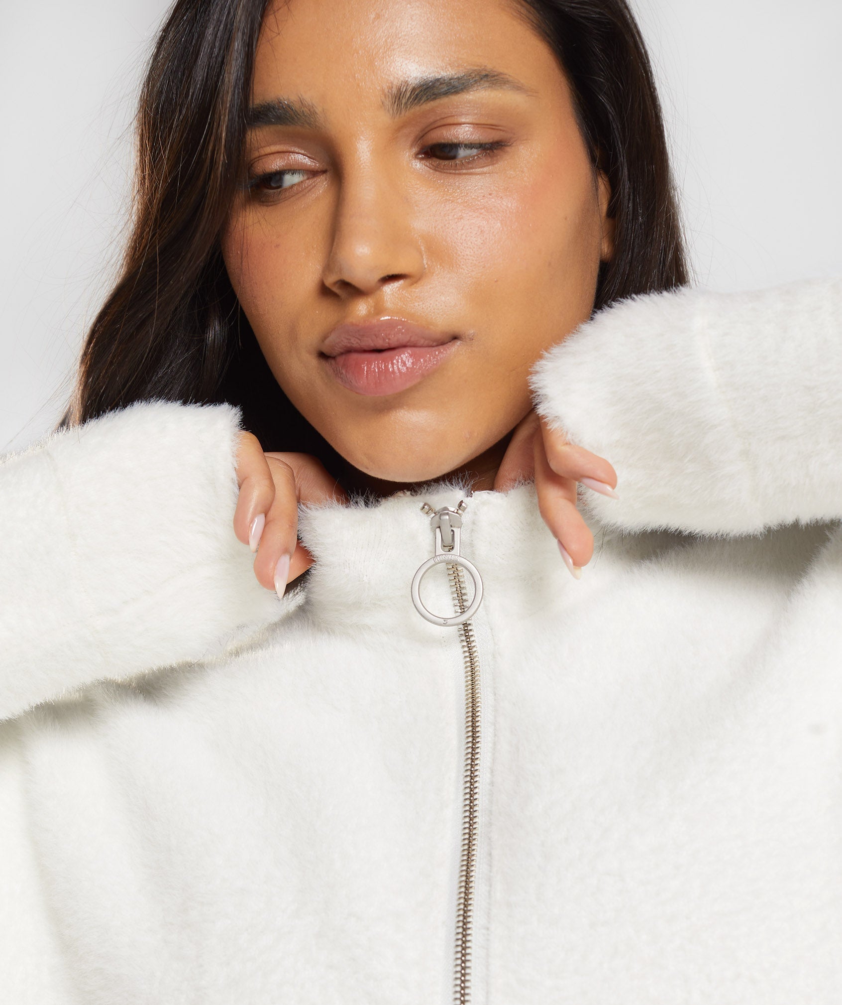 Gymshark Whitney Eyelash Knit Jacket - Skylight White