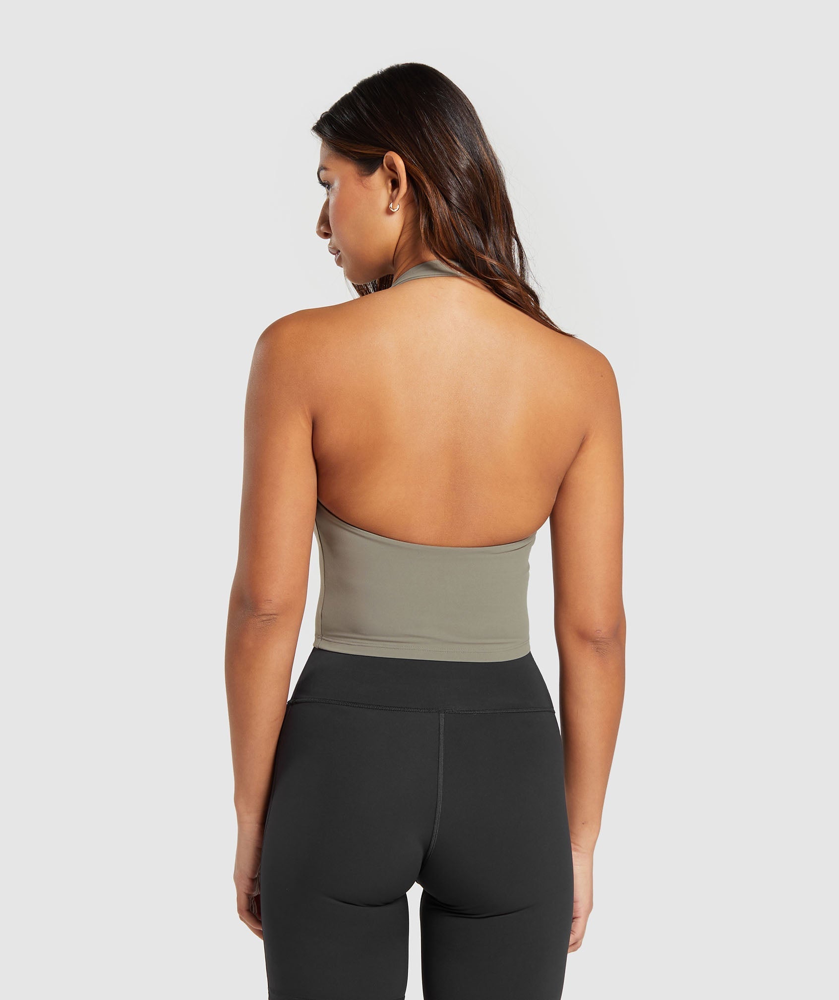 Gymshark Halter Neck Cami with Shelf - Linen Brown