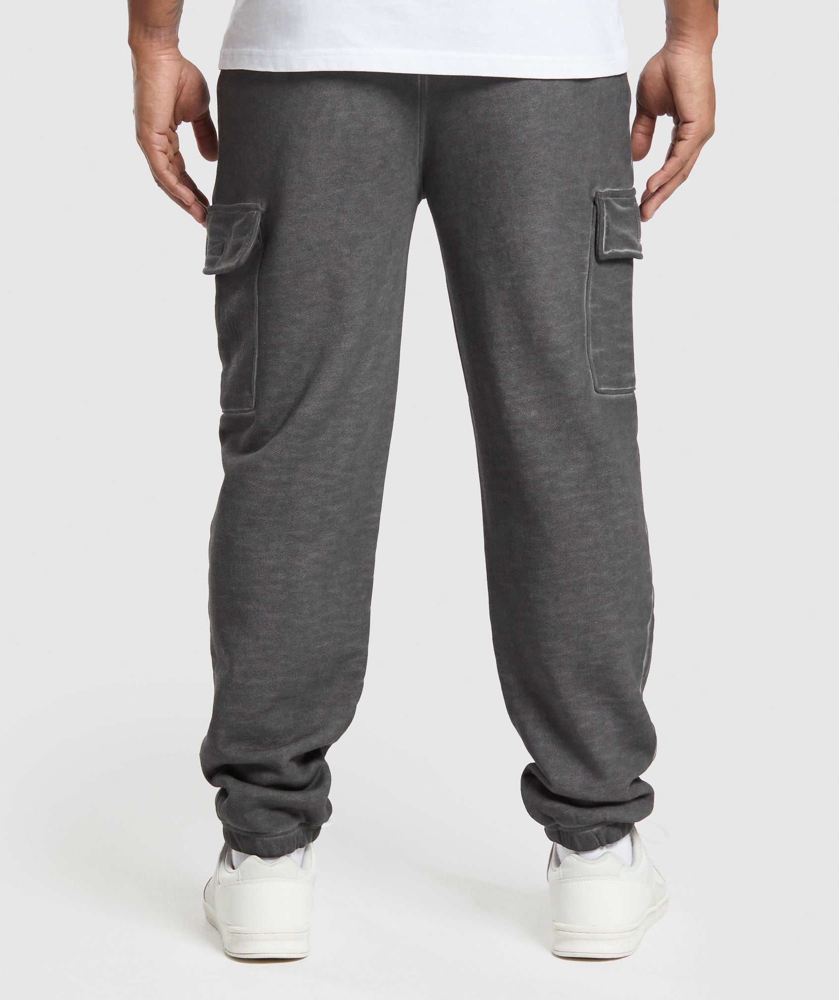 Heavyweight Washed Cargo Joggers - Black