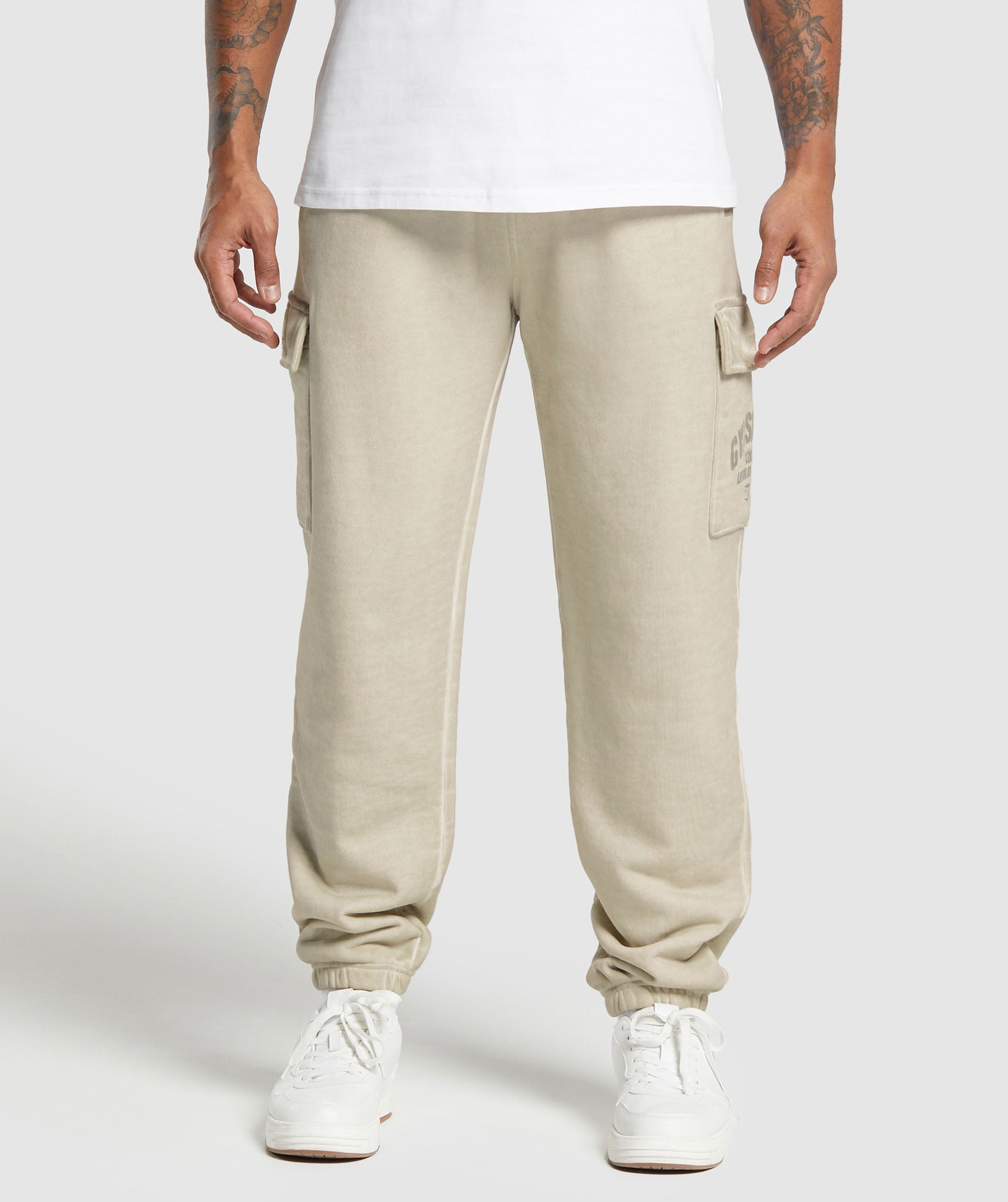 Heavyweight Washed Cargo Joggers - Pebble Grey