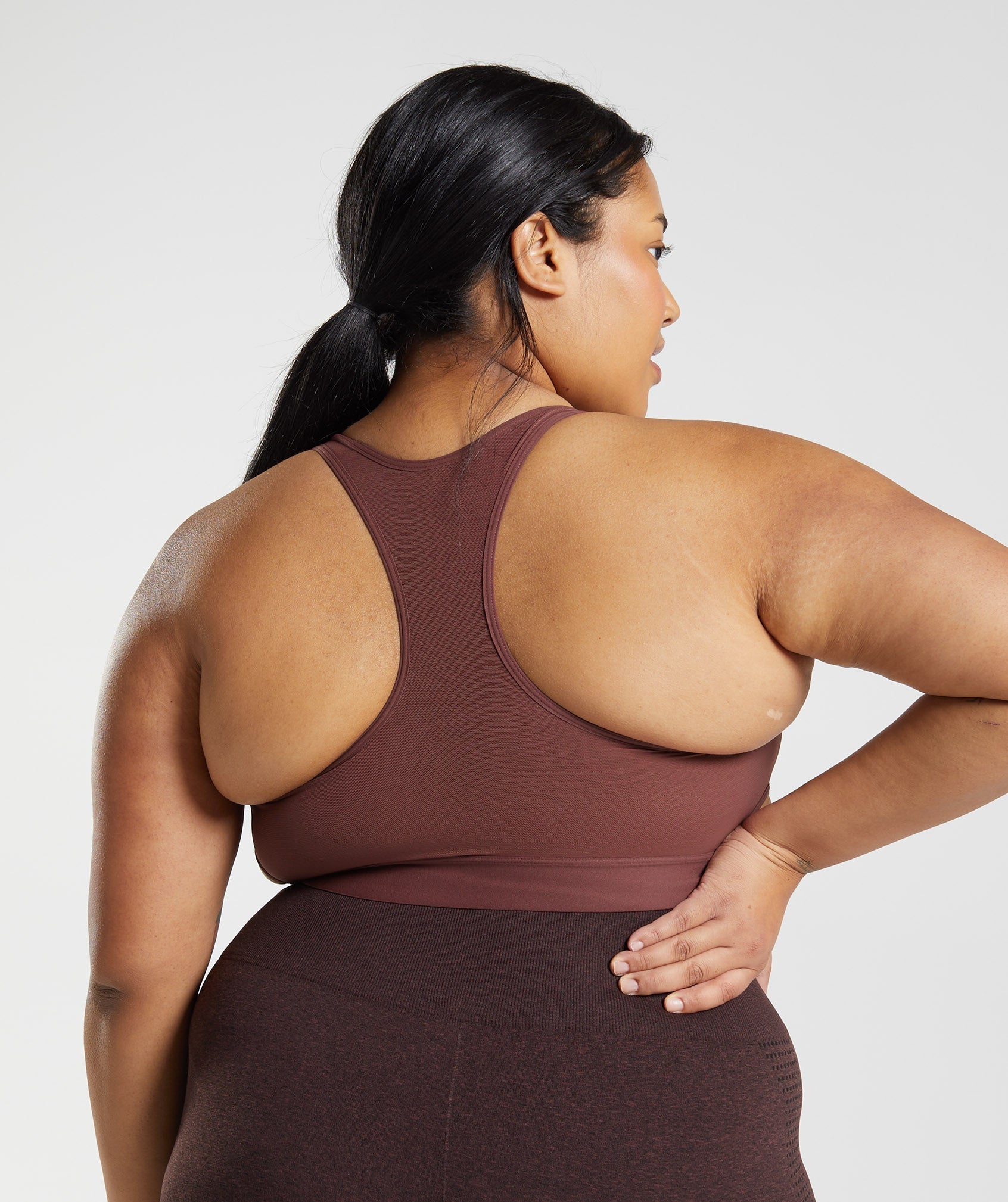 Gymshark Racerback High Support Sports Bra - Cherry Brown