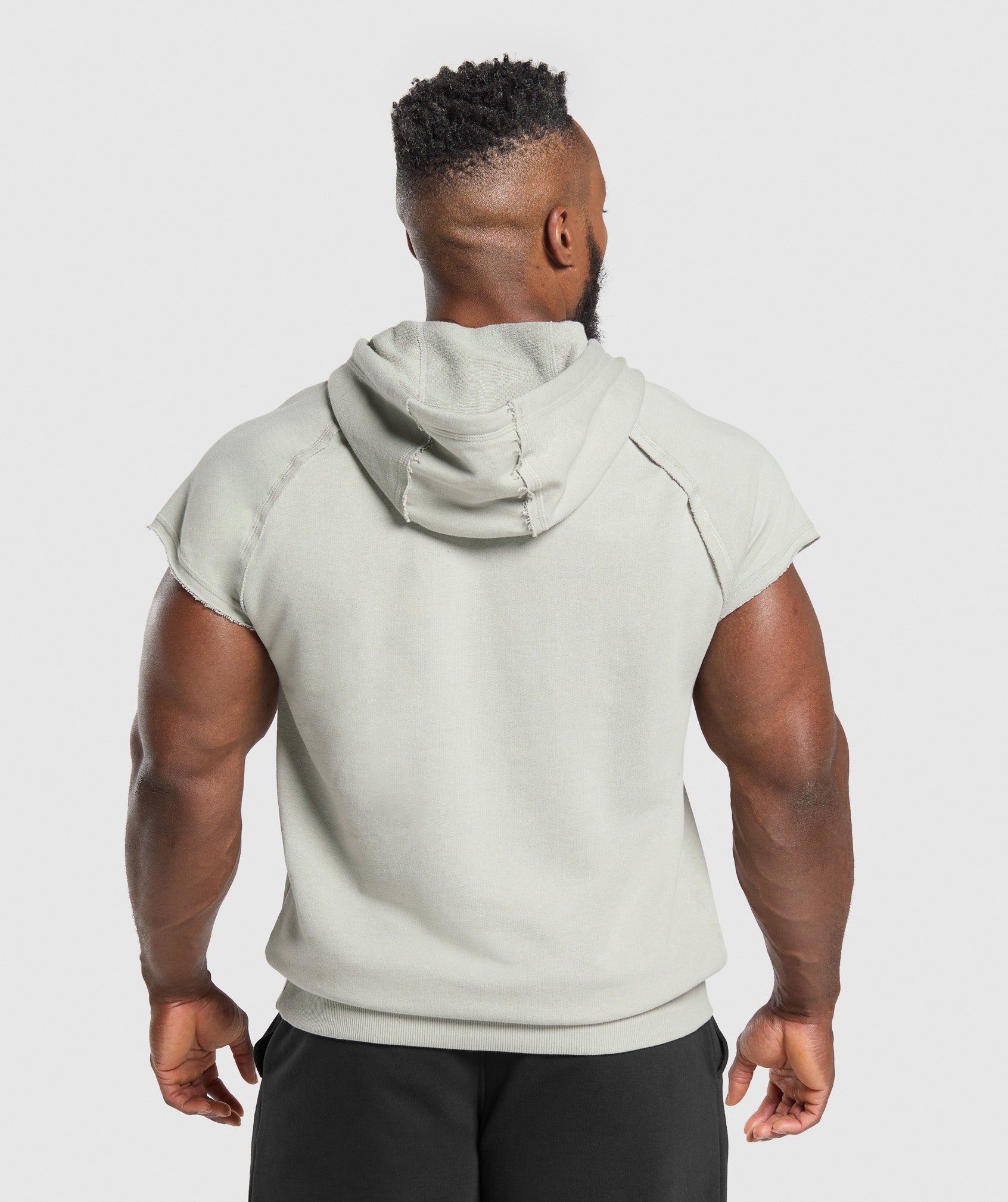 Gymshark Legacy 1/4 Zip Cap Sleeve Hoodie - Stone Grey
