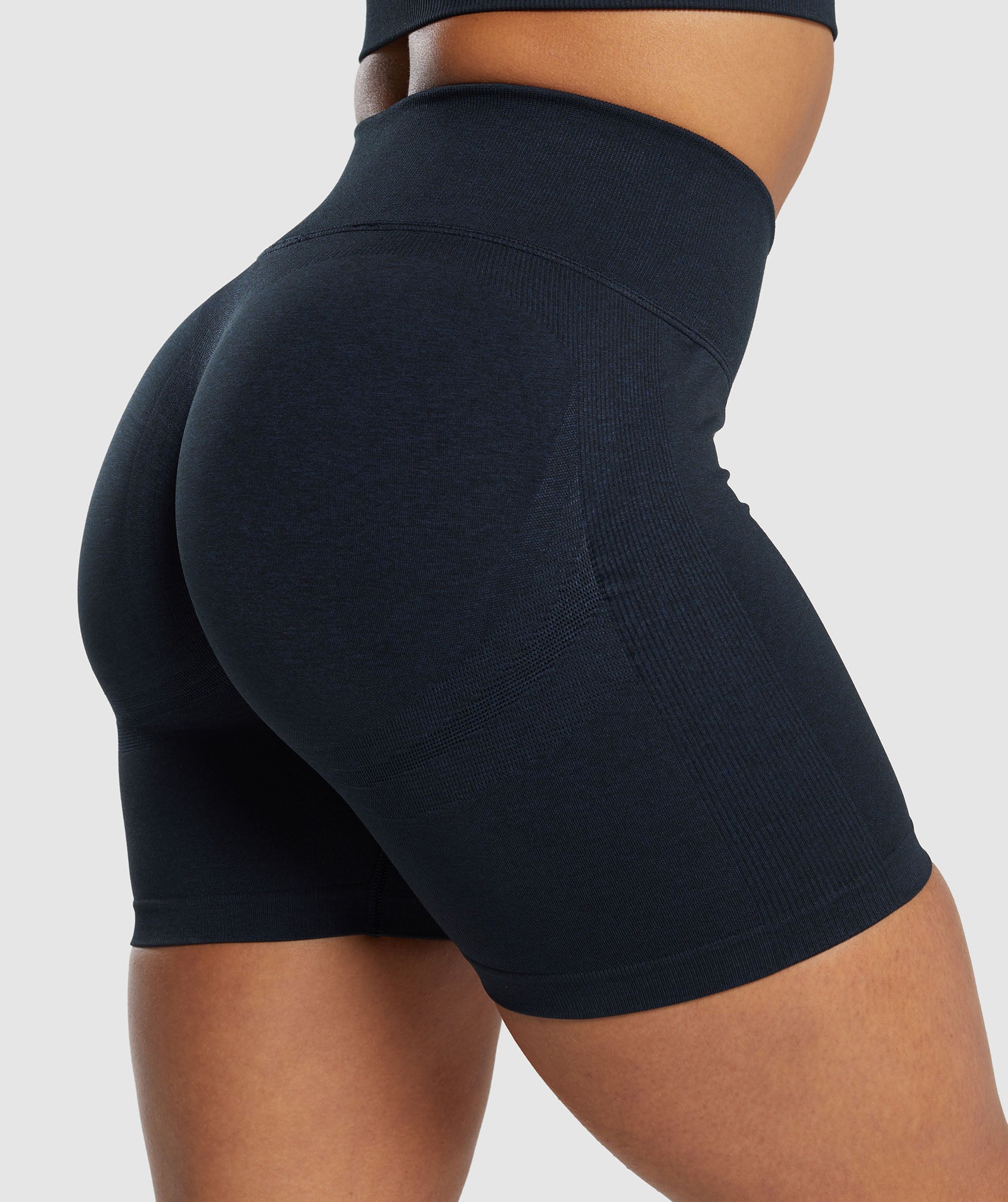 Gymshark Lift Seamless Shorts - Midnight Blue/Black Marl