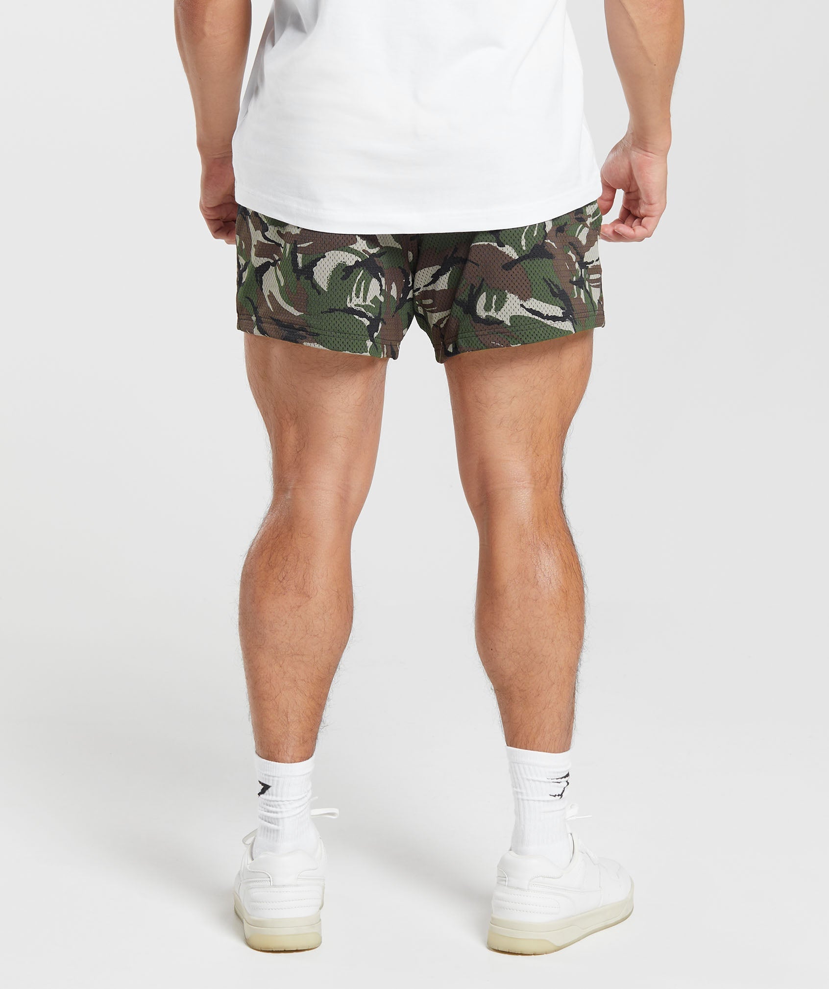 Gymshark Lifting Club Printed Mesh 5" Shorts - Winter Olive