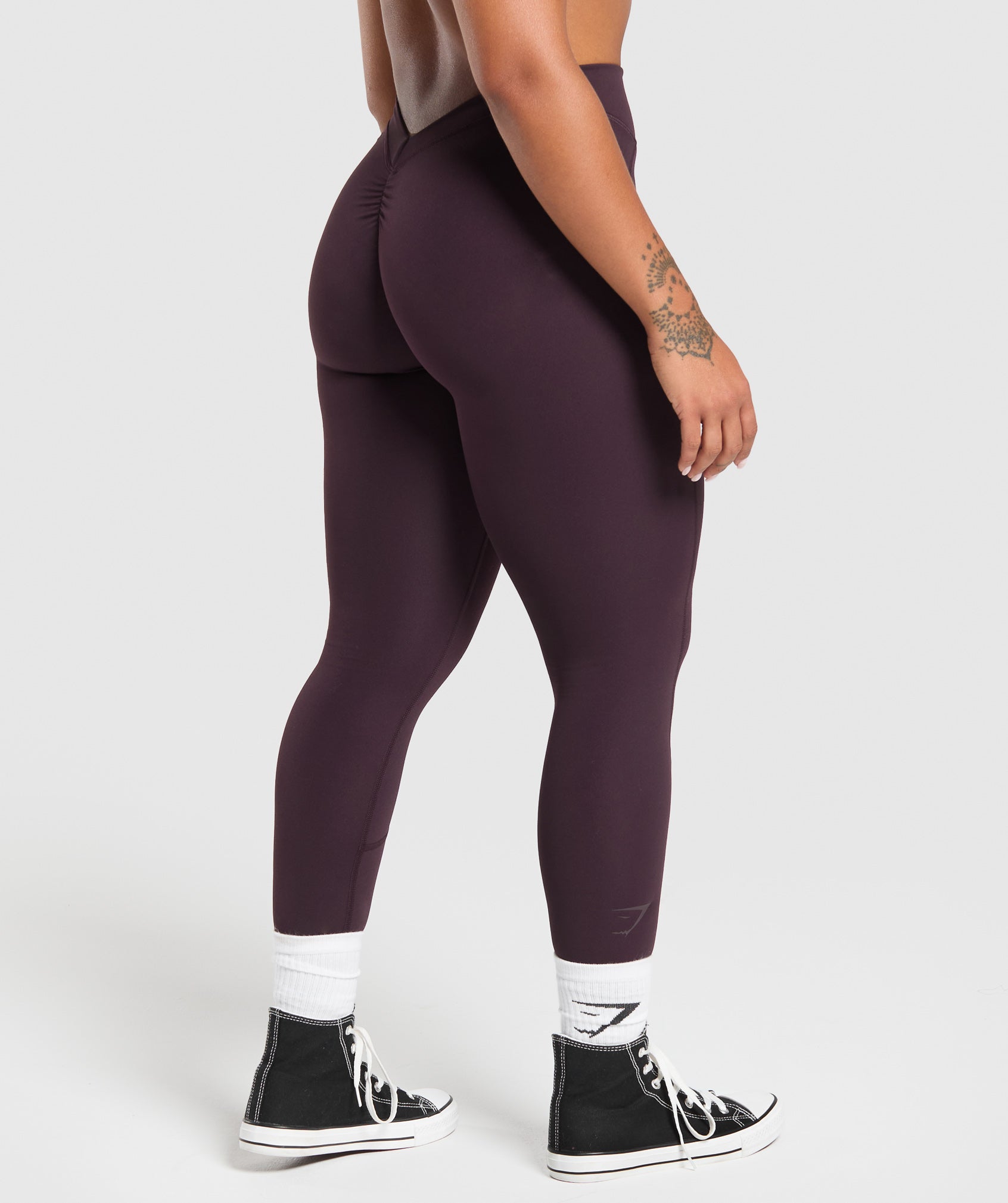 Gymshark Lifting Dipped Waistband Leggings - Plum Brown