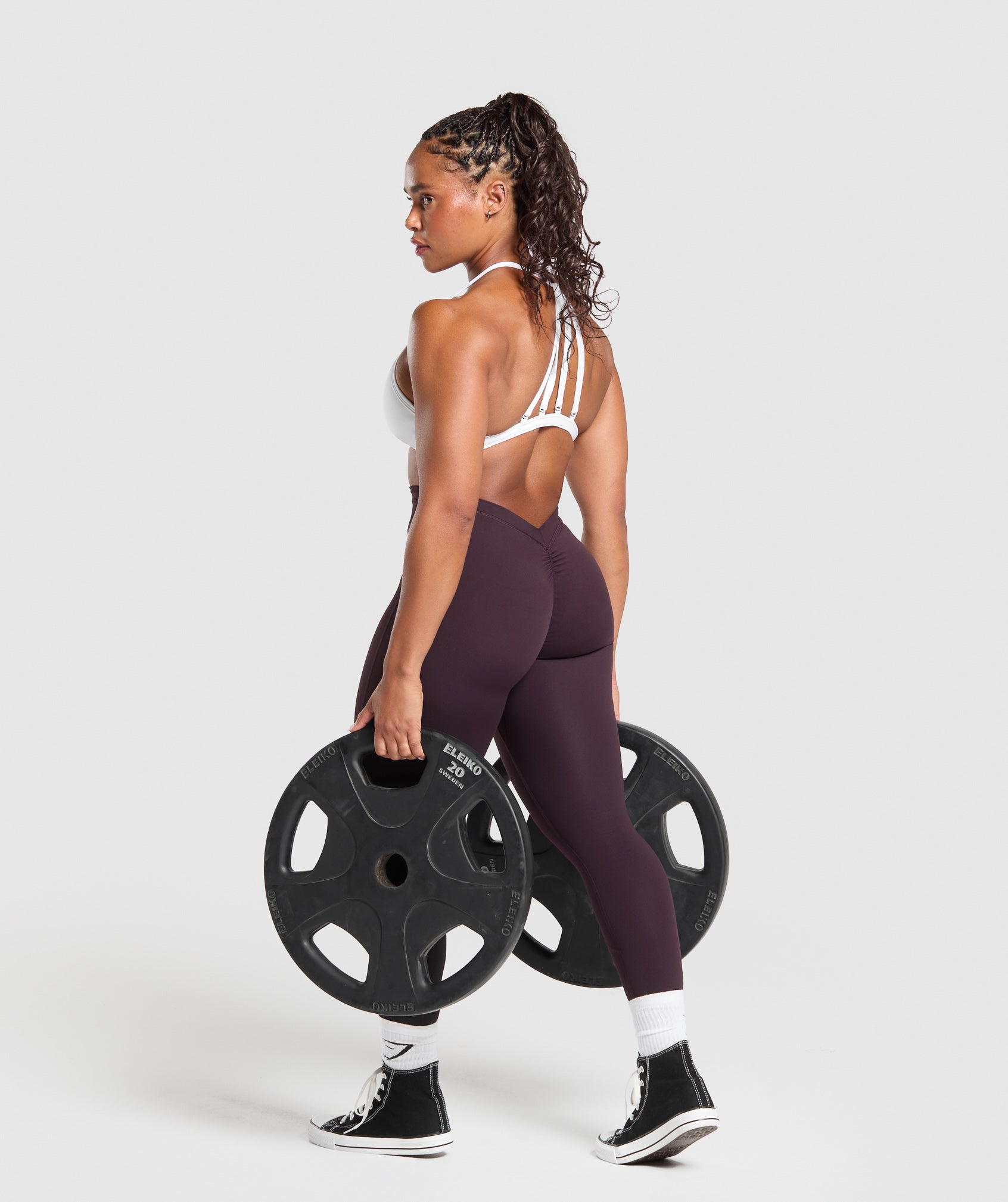 Gymshark Lifting Dipped Waistband Leggings - Plum Brown