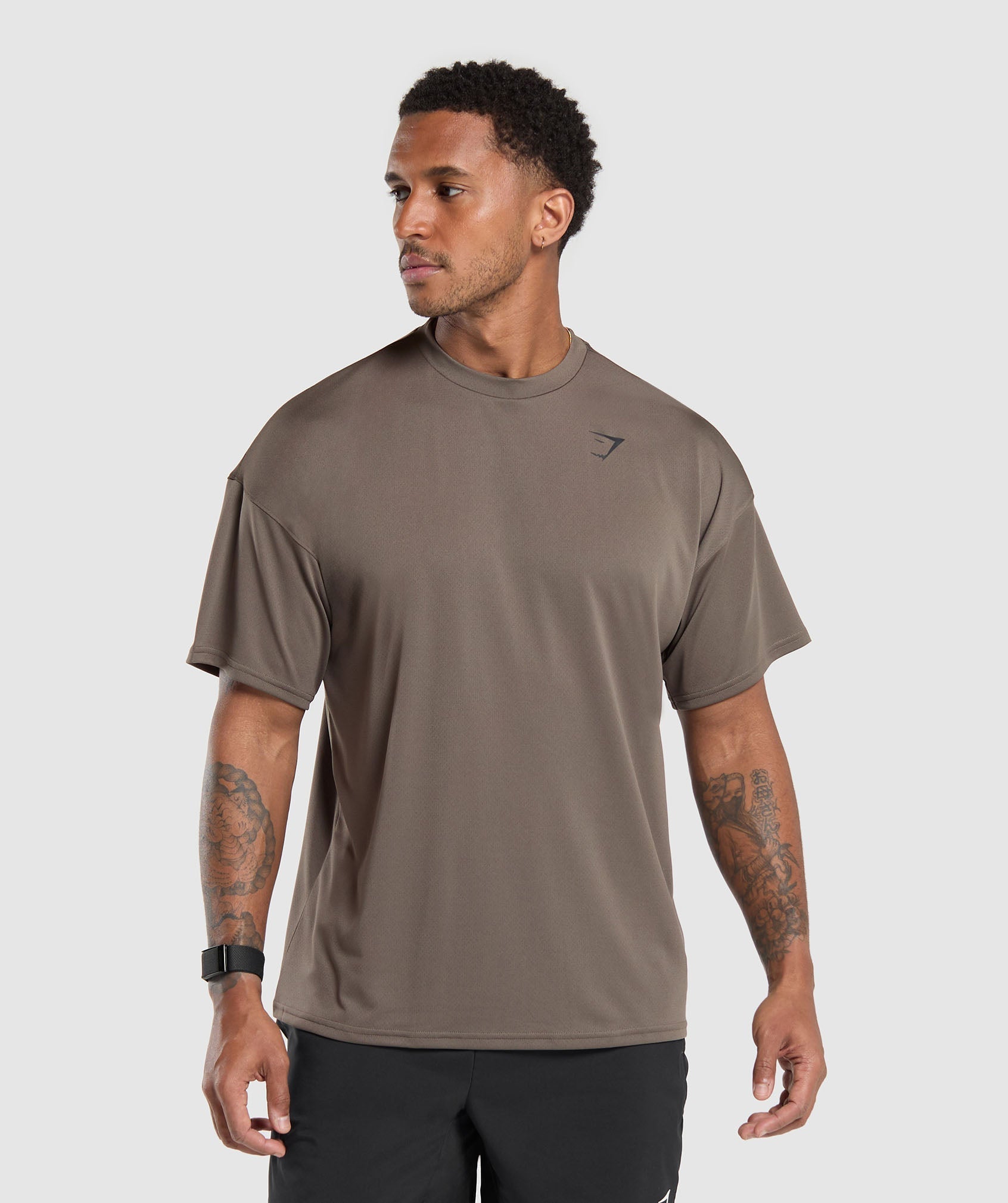 Gymshark Oversized Performance T-Shirt - Camo Brown