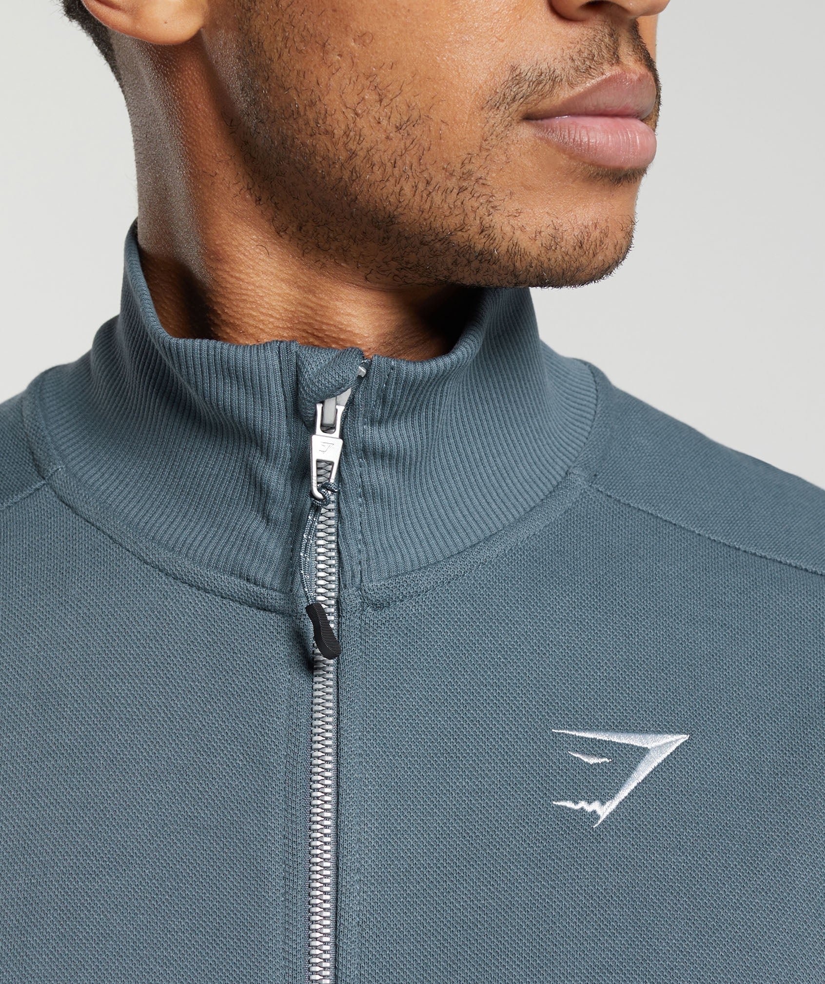 Gymshark Pique Track Jacket - Titanium Blue/Fresh Blue