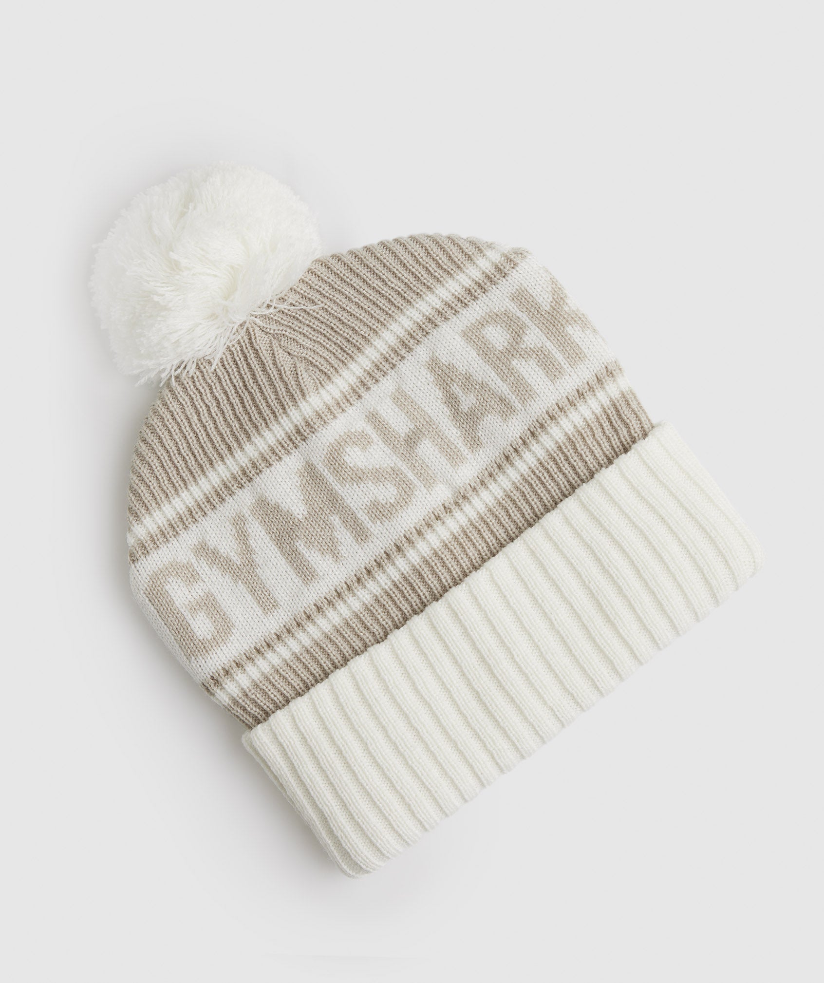 Gymshark Pom Beanie - Pebble Grey/White