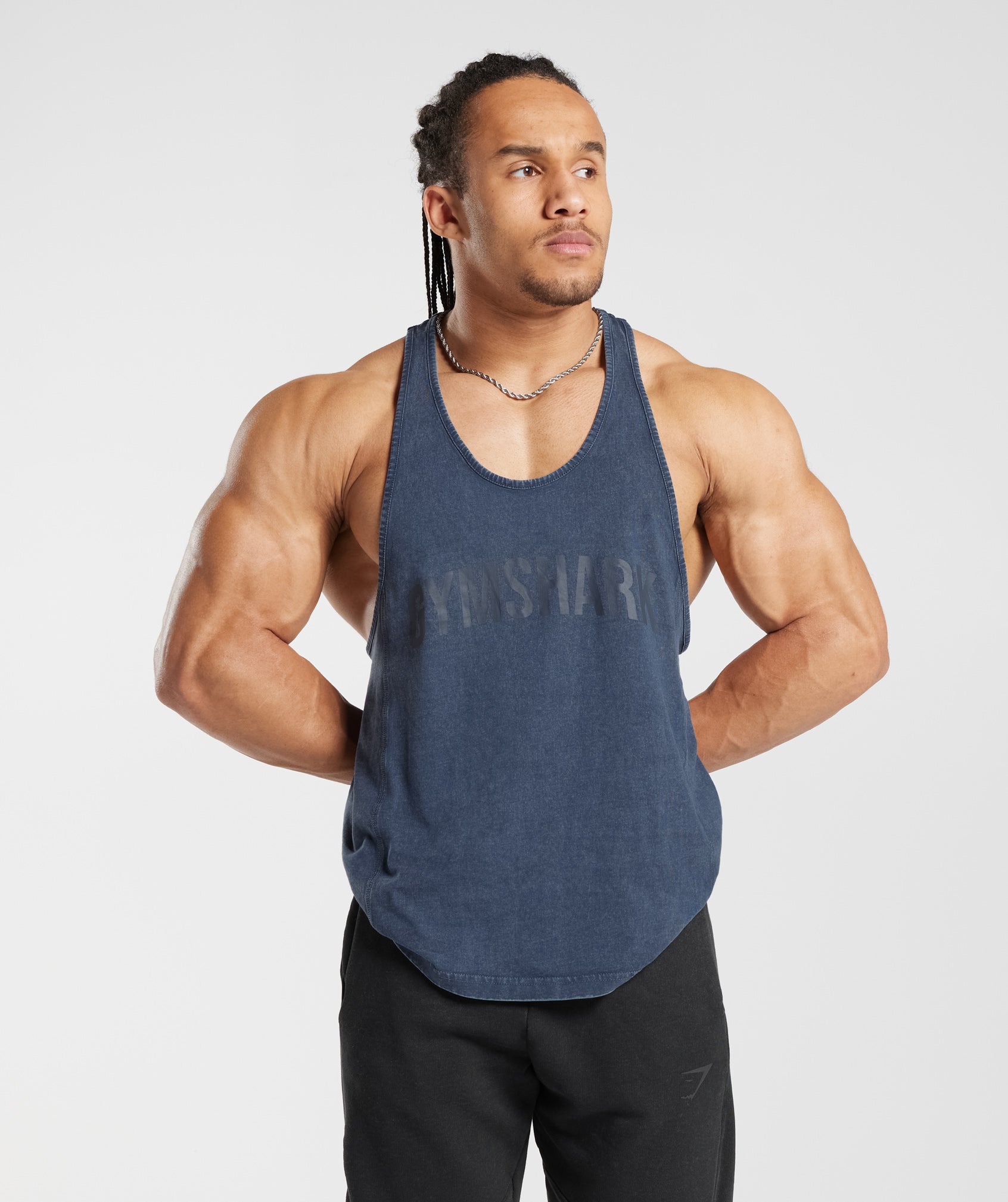 Gymshark Power Washed Stringer - Evening Blue