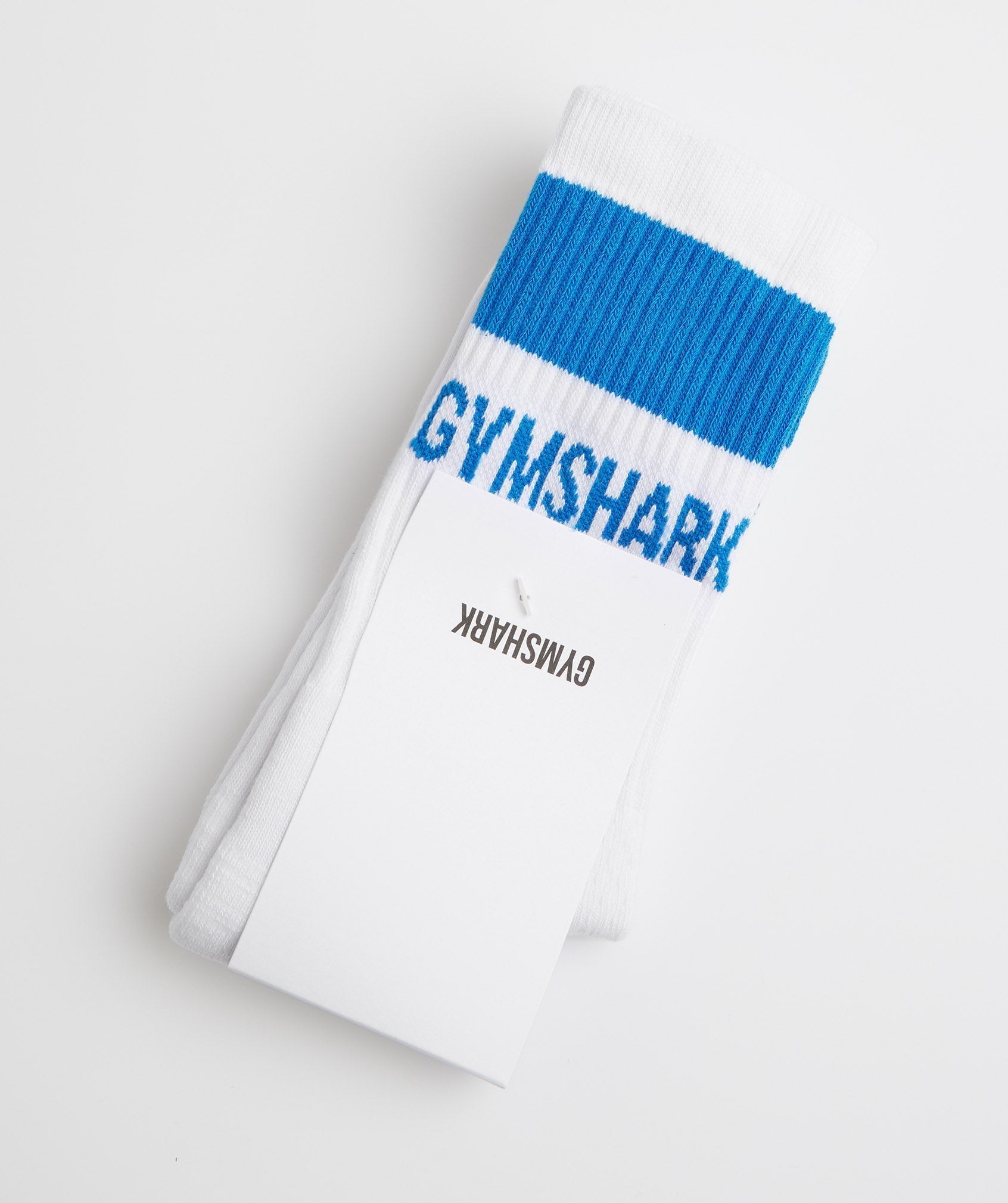Gymshark Premium Jacquard Single Socks - White/Meridian Blue