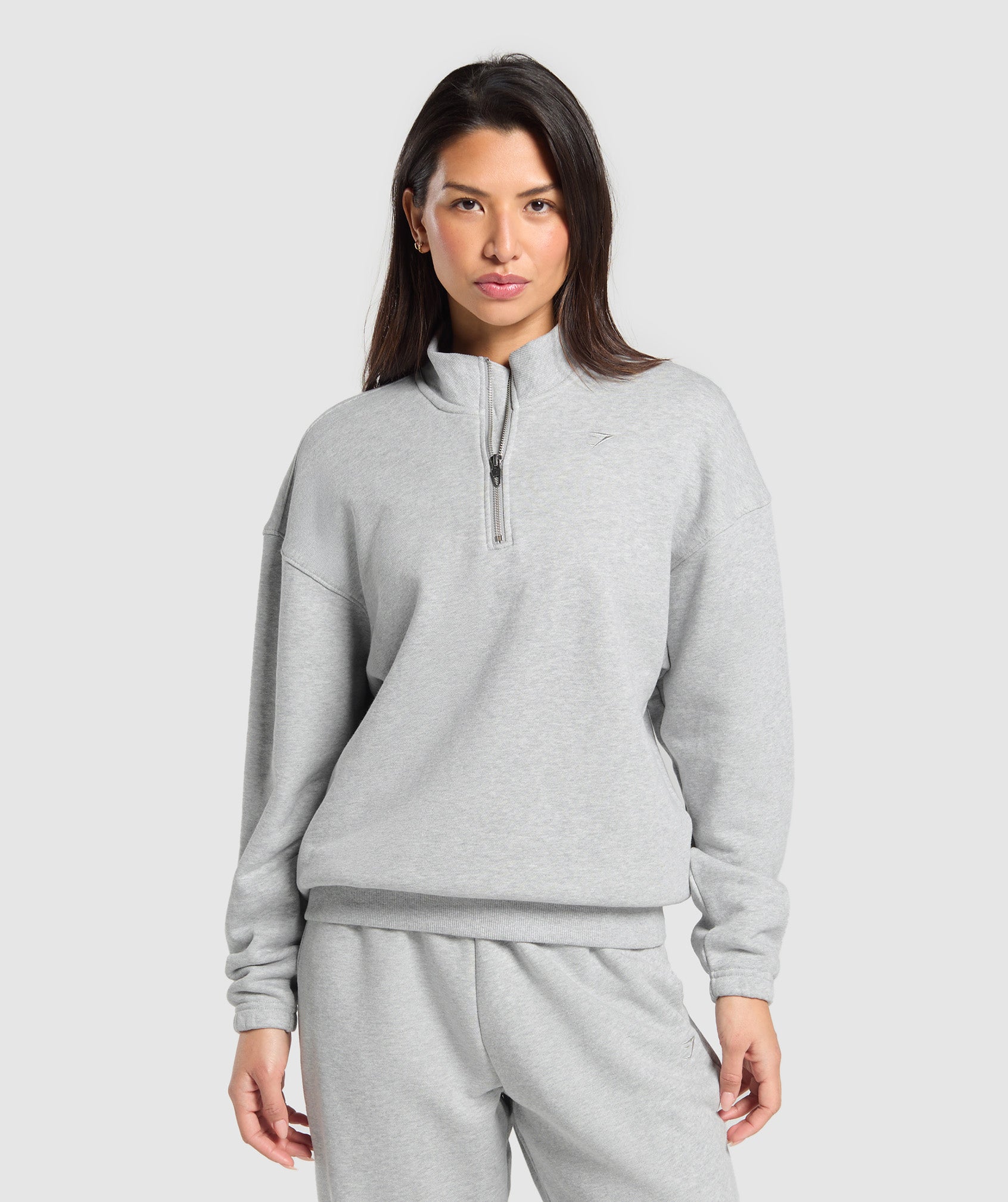 Gymshark Rest Day Sweats 2.0 1/4 Zip Pullover - Light Grey Core Marl