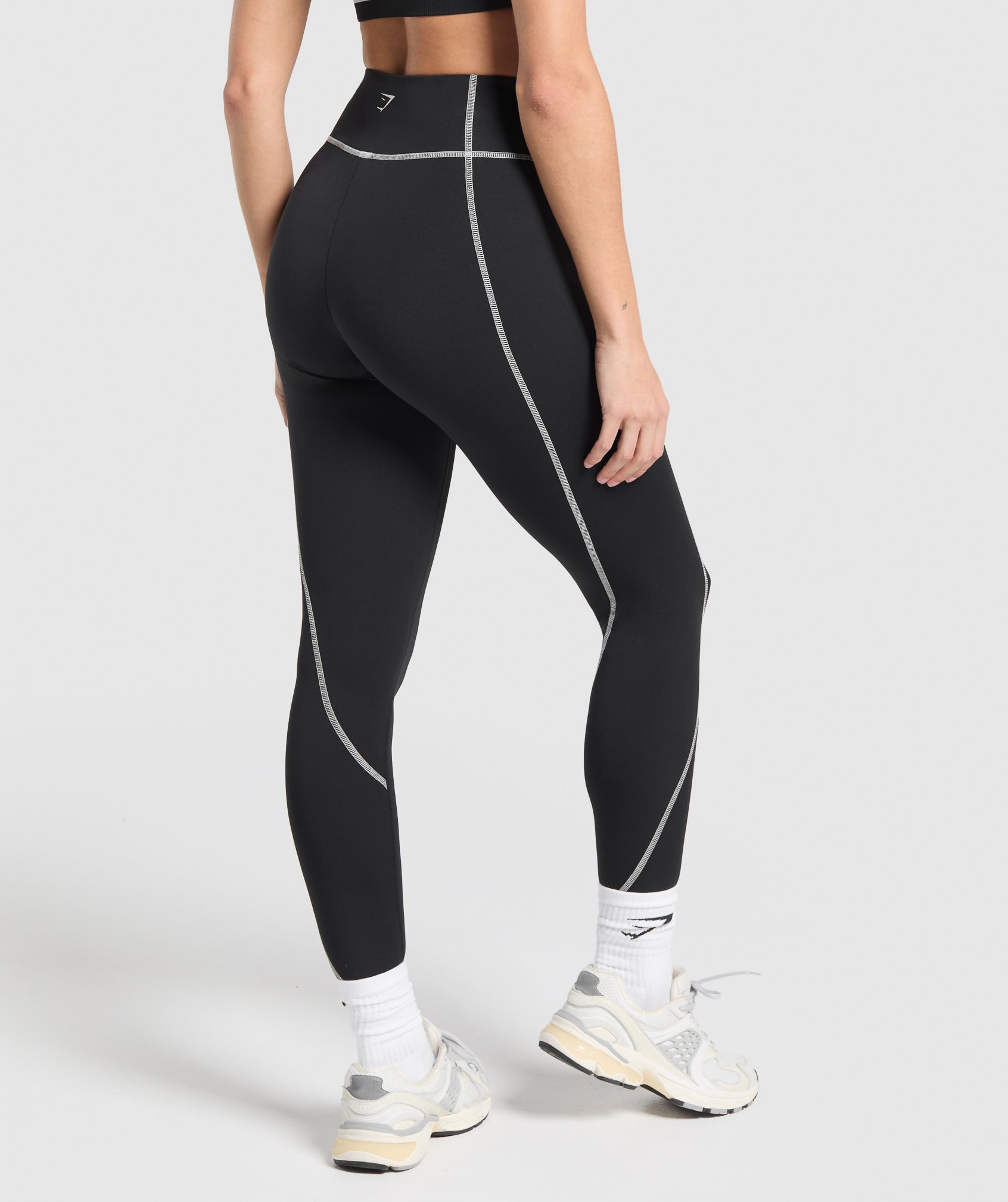 Gymshark Retro Contrast Stitch Leggings - Black/Light Grey