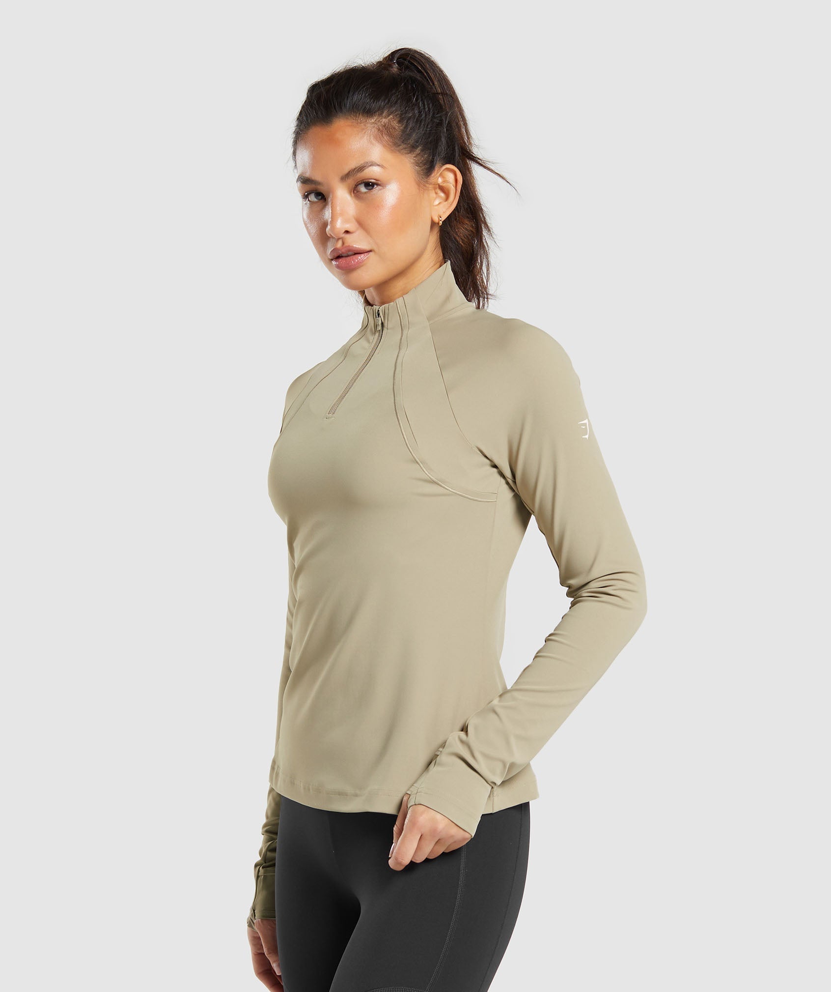 Gymshark Running 1/4 Zip - Cement Brown
