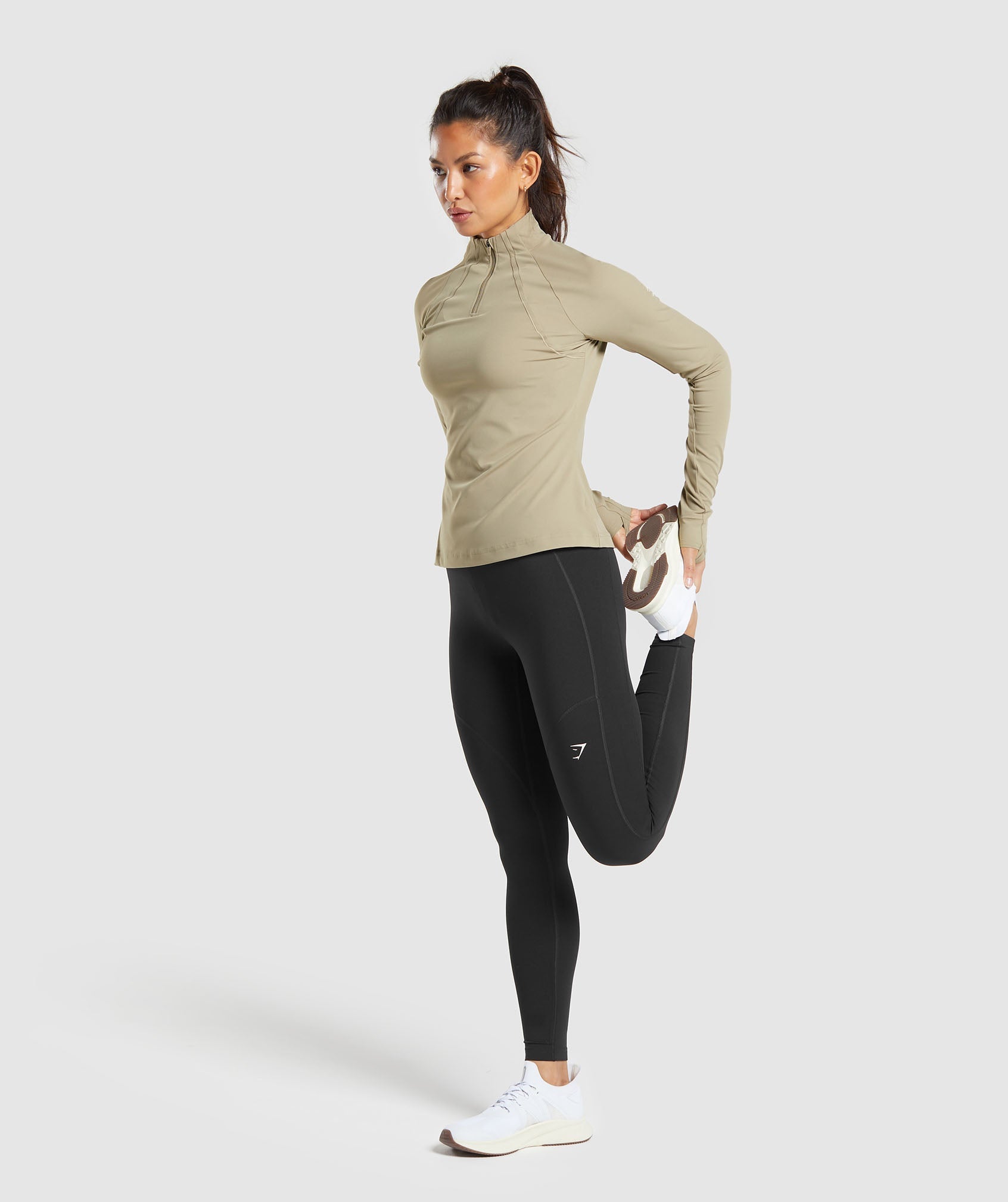 Gymshark Running 1/4 Zip - Cement Brown