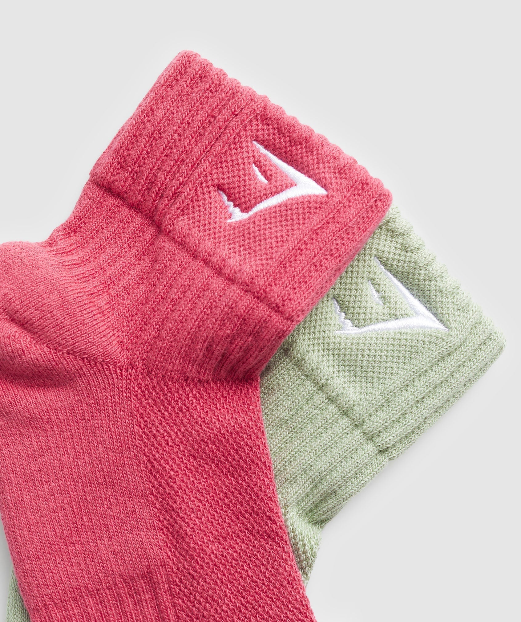 Gymshark Sharkhead Embroidered Quarter Socks 2pk - Faded Green/Vintage Pink
