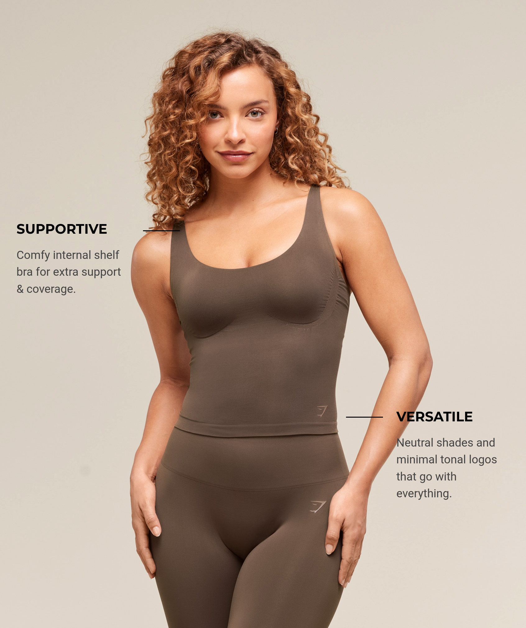 Gymshark Soft Sculpt Tank With Shelf - Walnut Brown