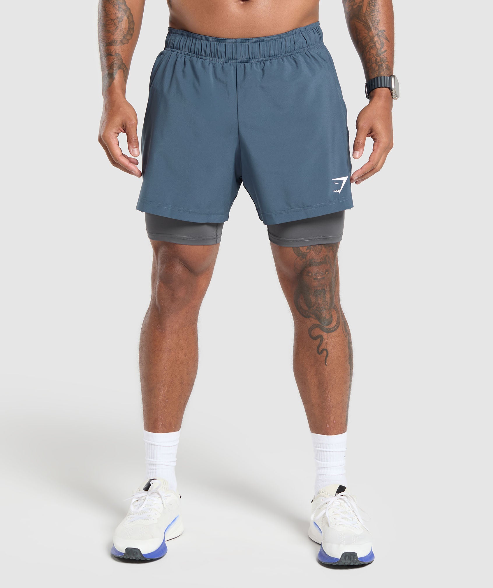 Gymshark Sport 5" 2 in 1 Shorts - Cargo Blue/Dark Grey