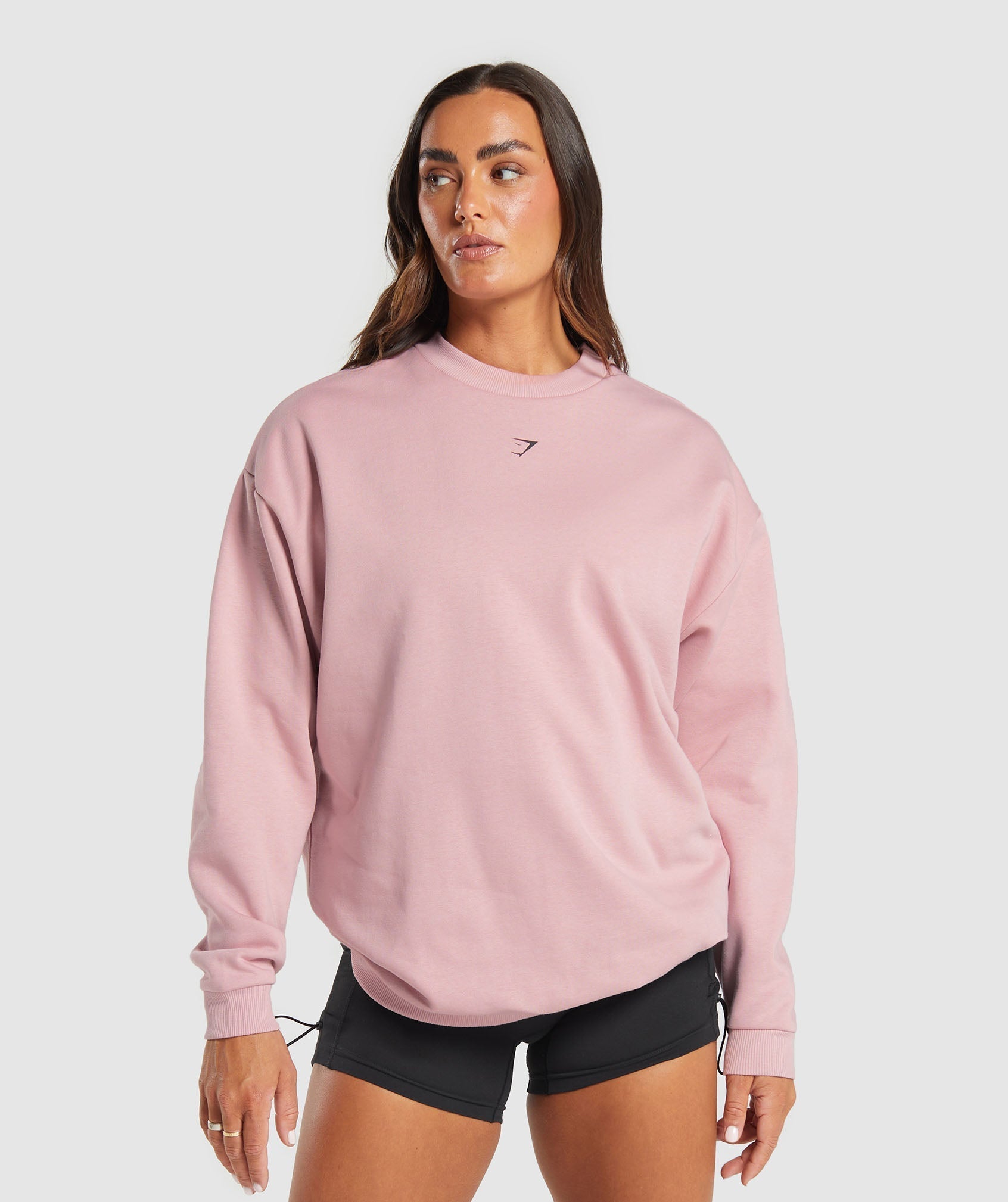 Gymshark Strong Girl Lifting Club Oversized Graphic Crew - Light Pink