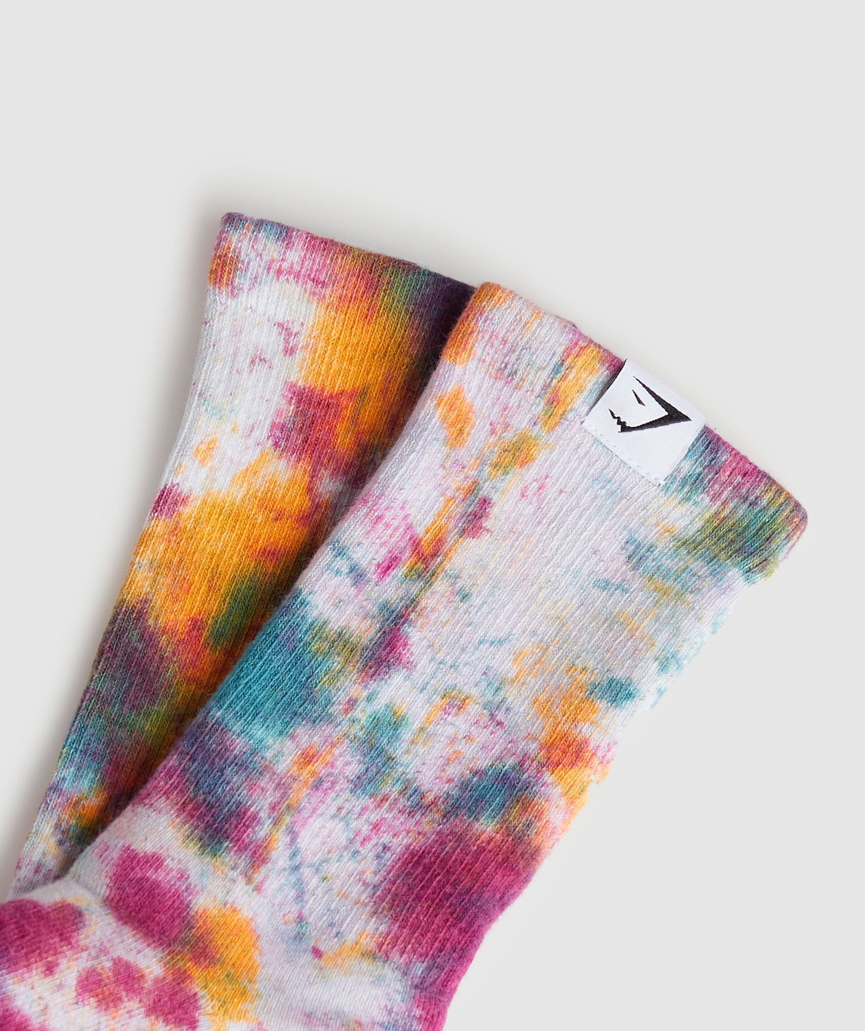 Gymshark Tie Dye Crew Socks - White/Canary Yellow/Raspberry Pink/Terrace Blue