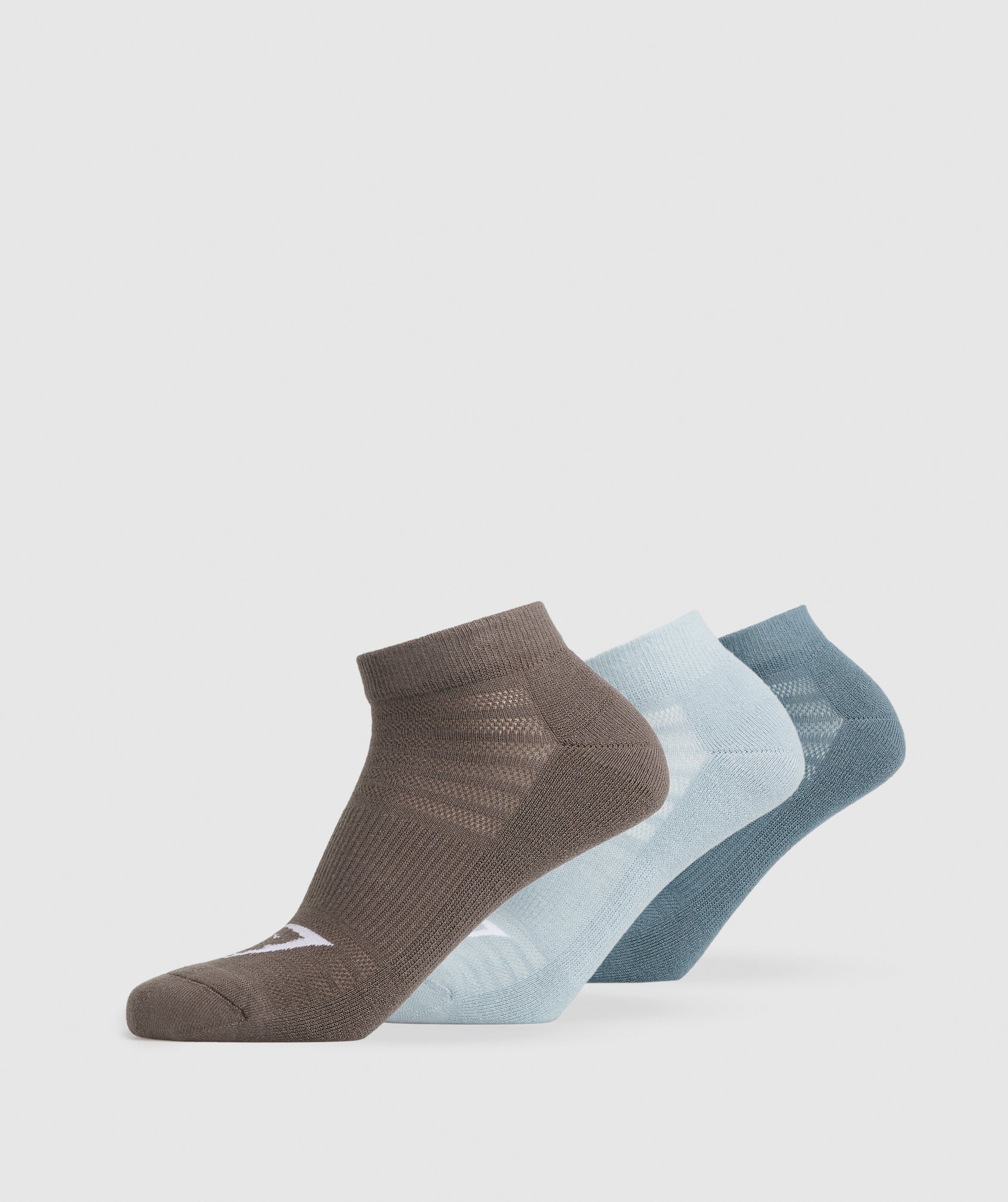Gymshark Trainer Socks 3pk - Denim Teal/Salt Blue/Camo Brown
