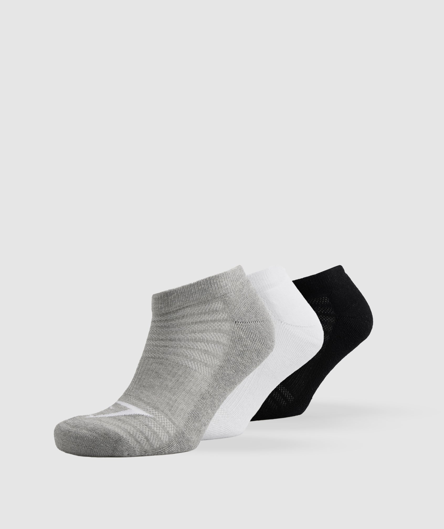 Gymshark Trainer Socks 3pk - White/Light Grey Marl/Black