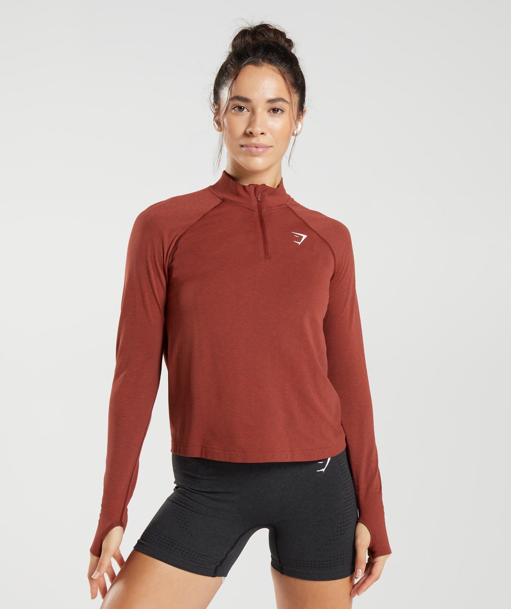 Gymshark Vital 1/4 Zip - Brick Red Marl