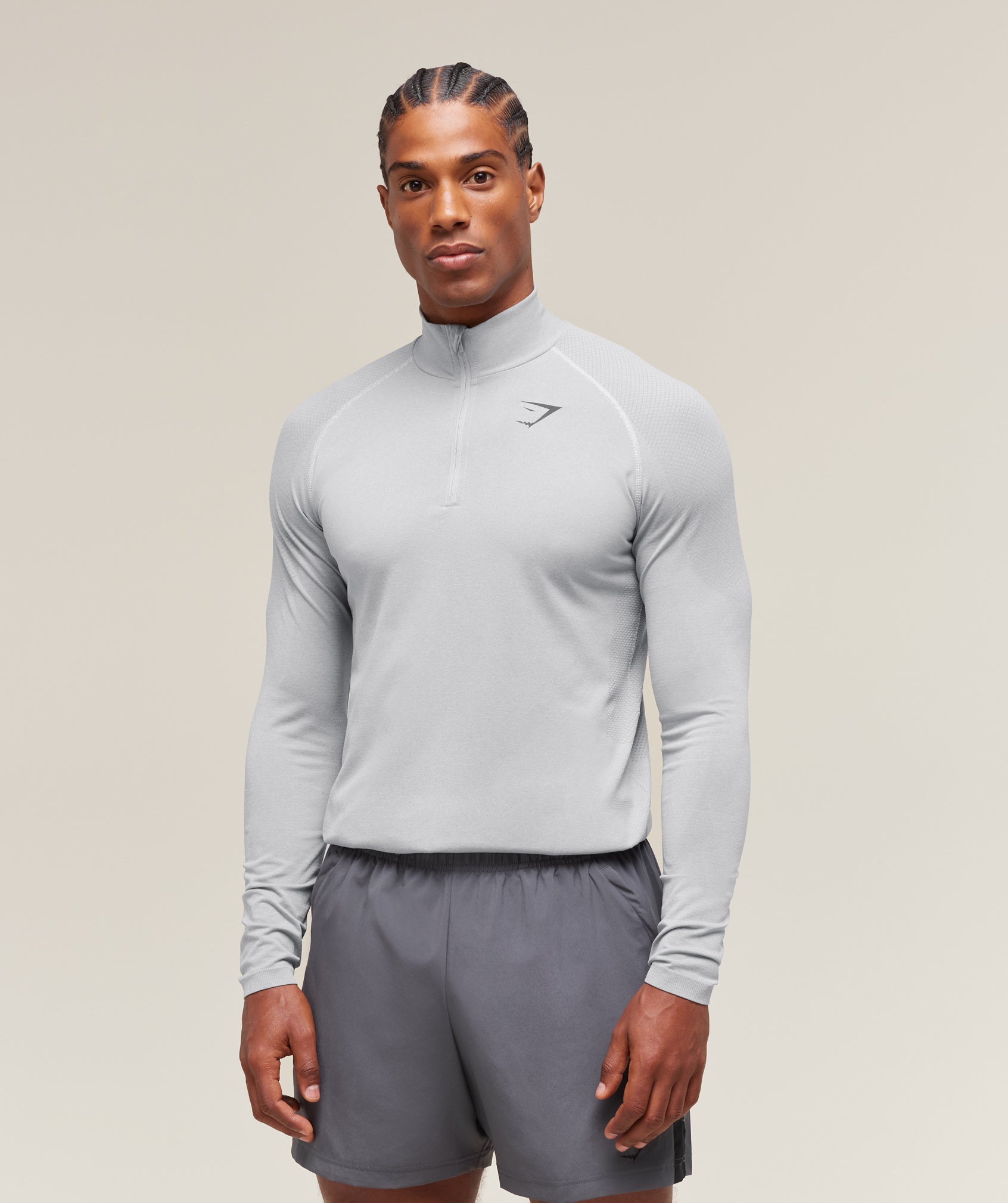 Gymshark Vital Seamless 1/4 Zip - Light Grey/Smokey Grey