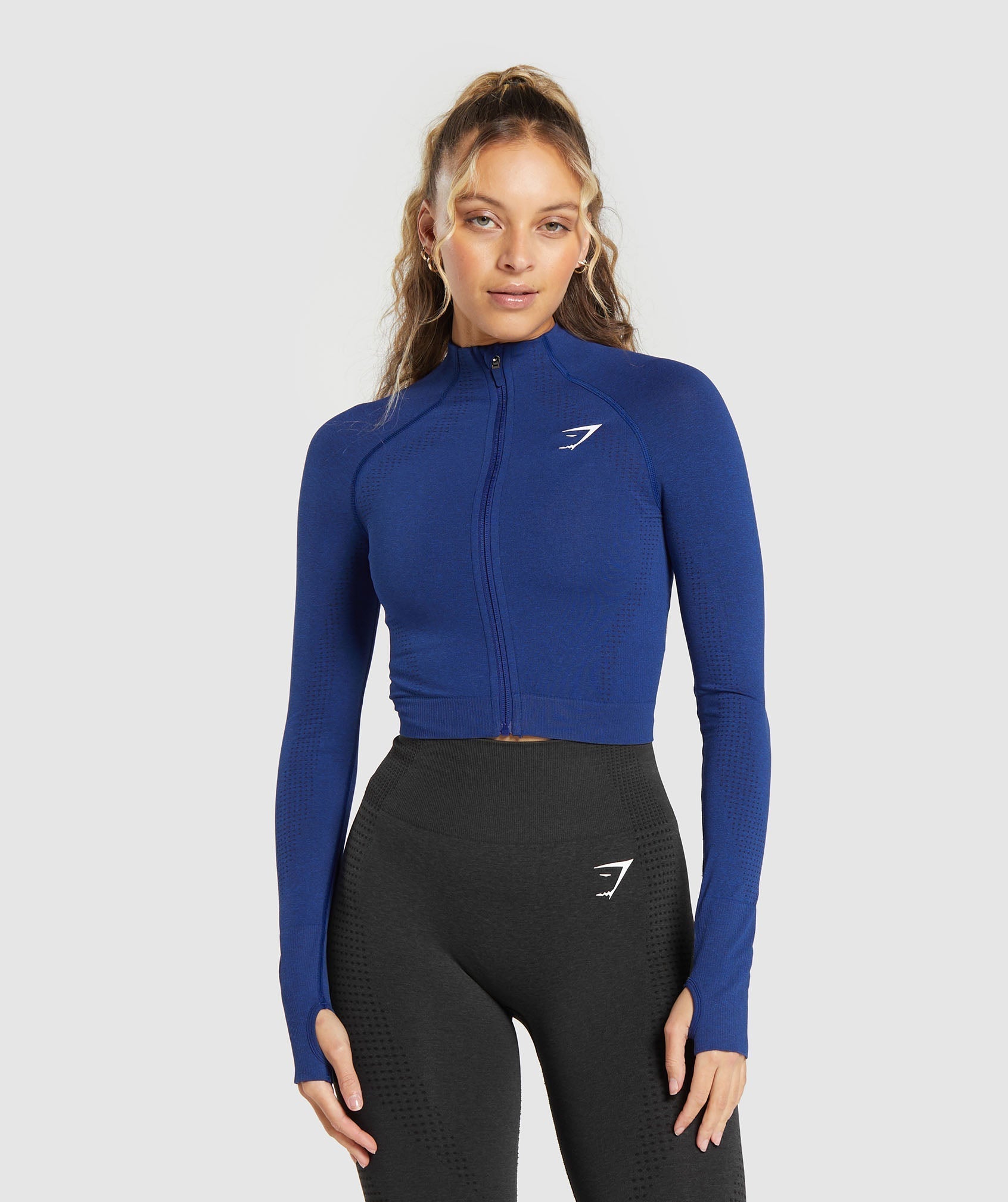 Gymshark Vital Midi Zip Up Jacket - Stellar Blue Marl