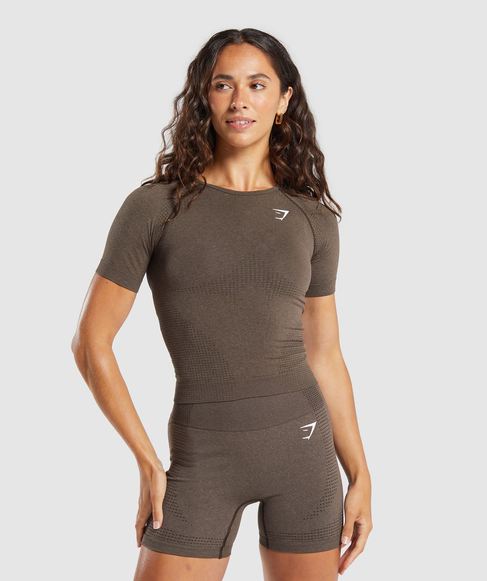 Gymshark Vital Tight T-Shirt - Penny Brown Marl
