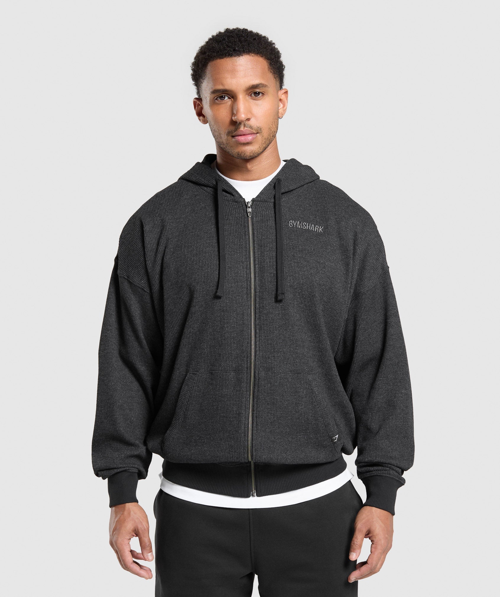 Gymshark Waffle Zip Hoodie - Black