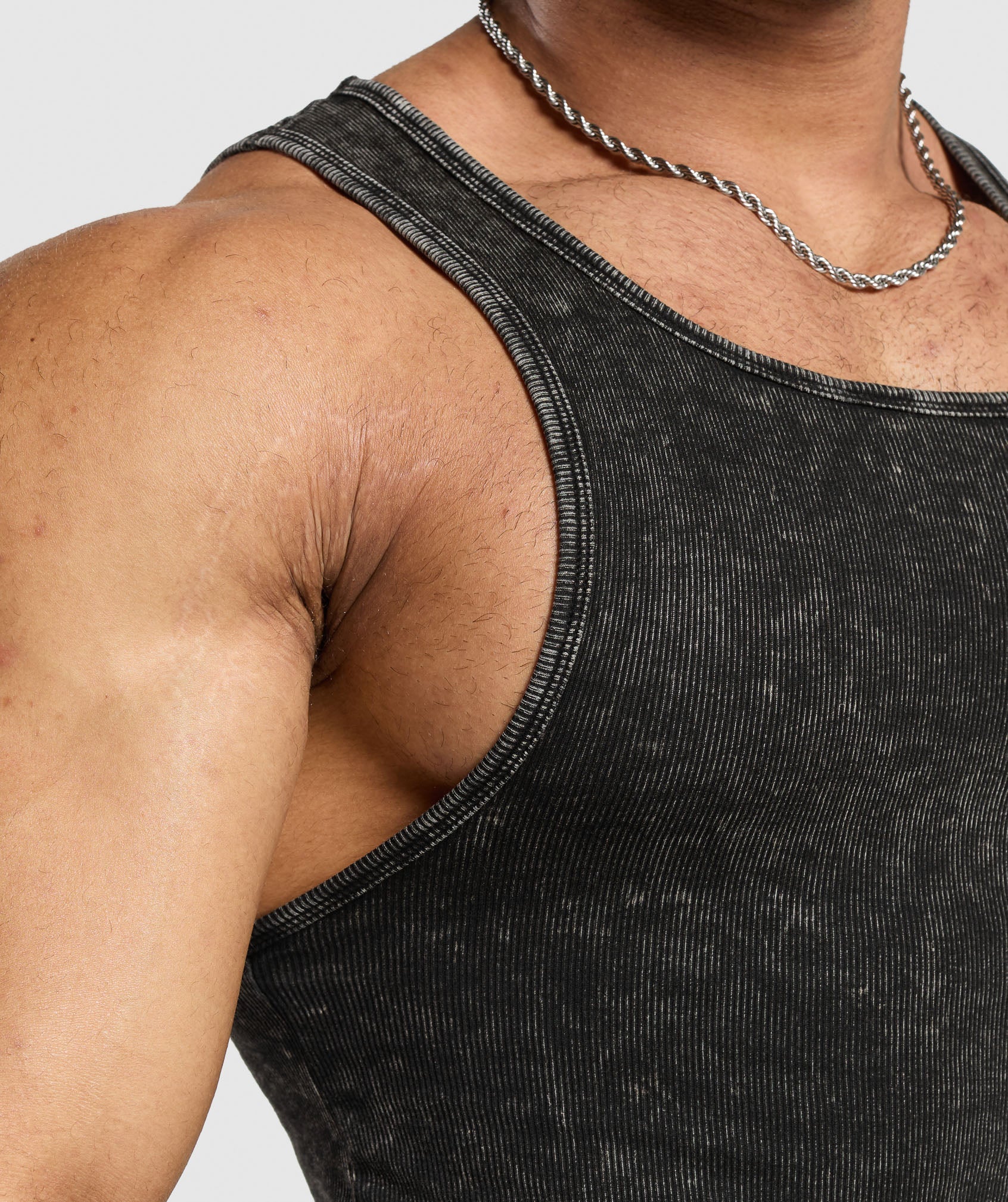 Gymshark Washed Ribbed Tank 1PK - Black/Gel Bleach Wash