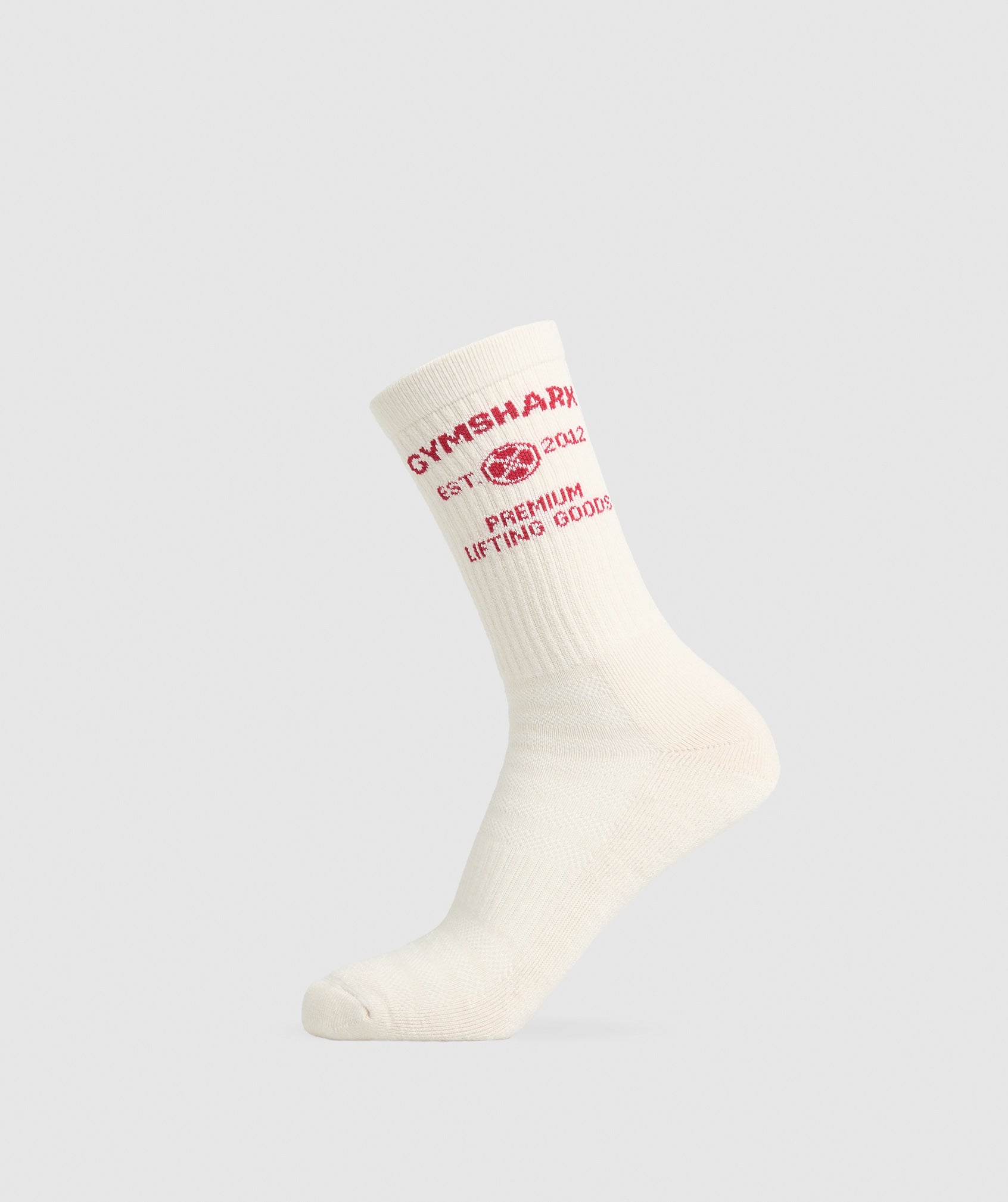 Weight Plate Crew Socks Single - Oat White