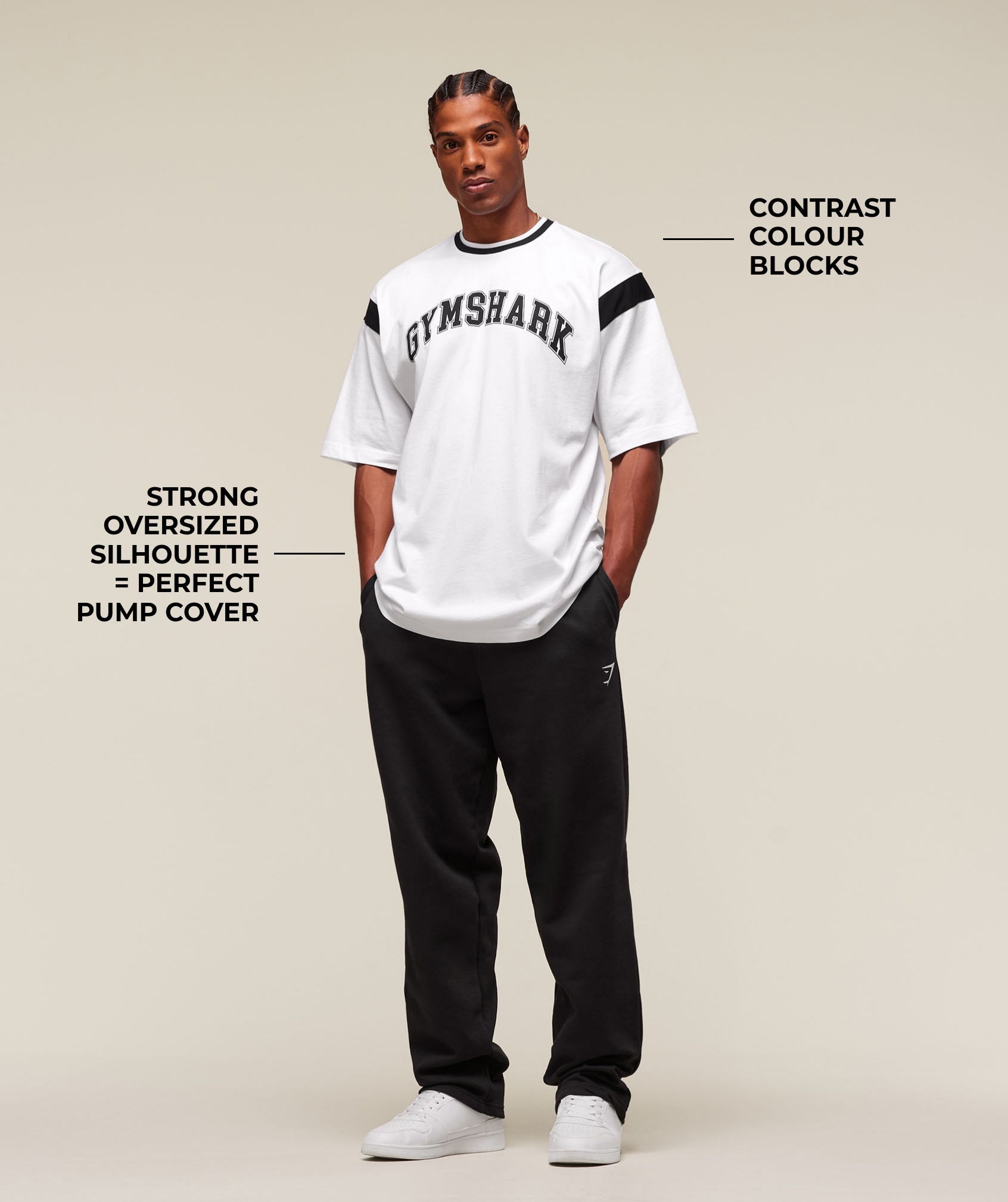 Gymshark GSLC Oversized T-Shirt - White/Black