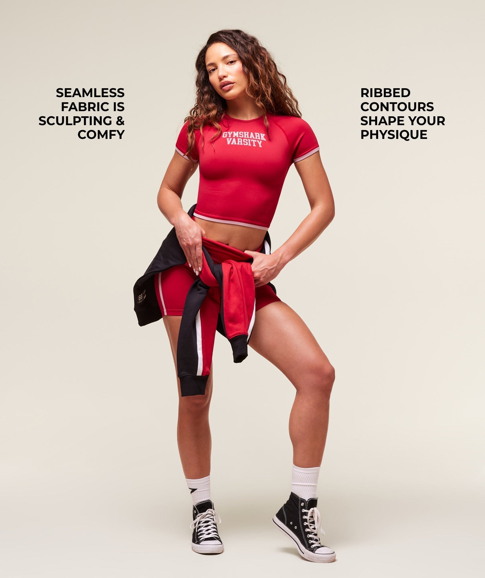 Gymshark Lift Campus Seamless Midi T-Shirt - Carmine Red