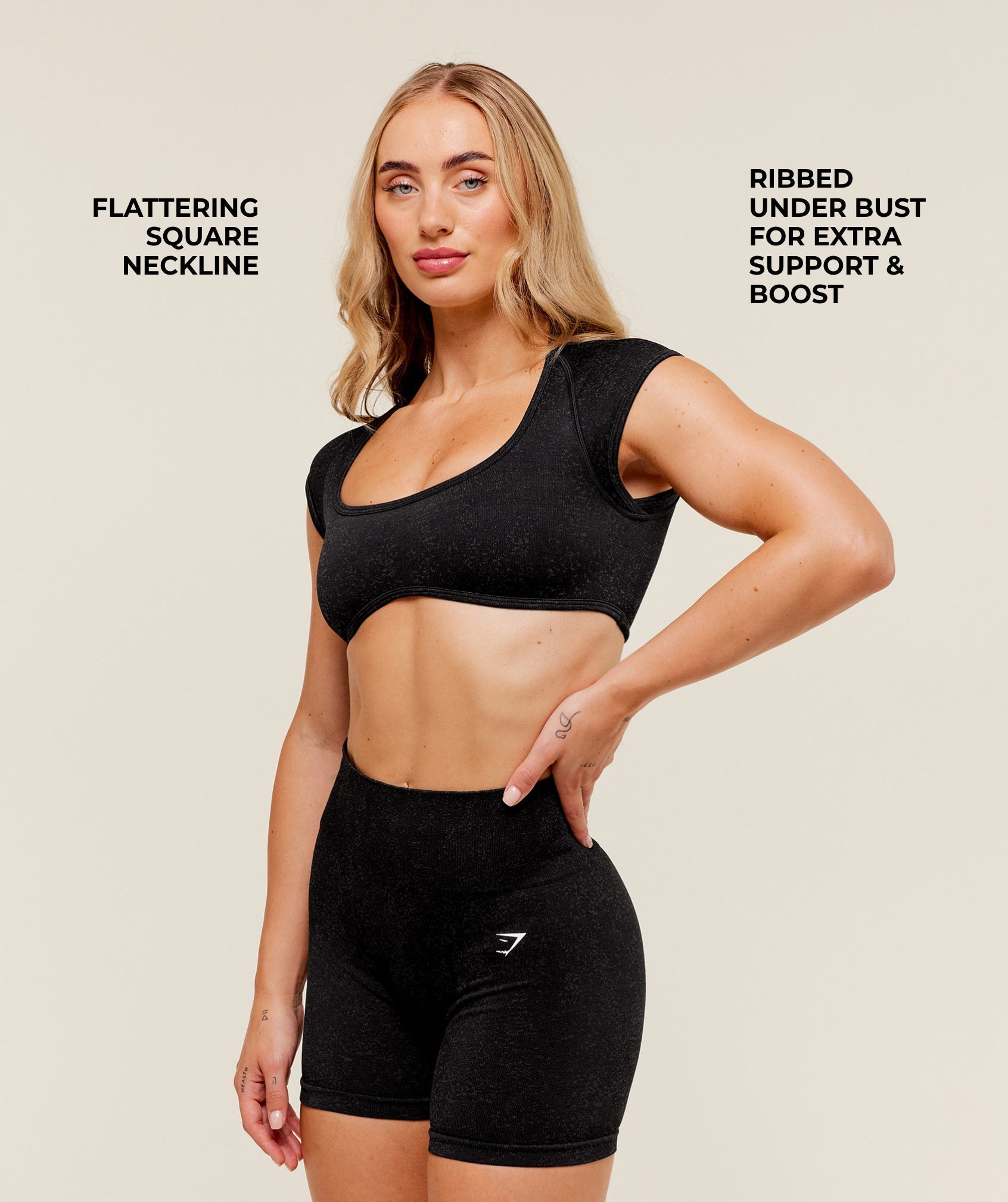Gymshark Adapt Fleck x Whitney Short Sleeve Crop Top - Black