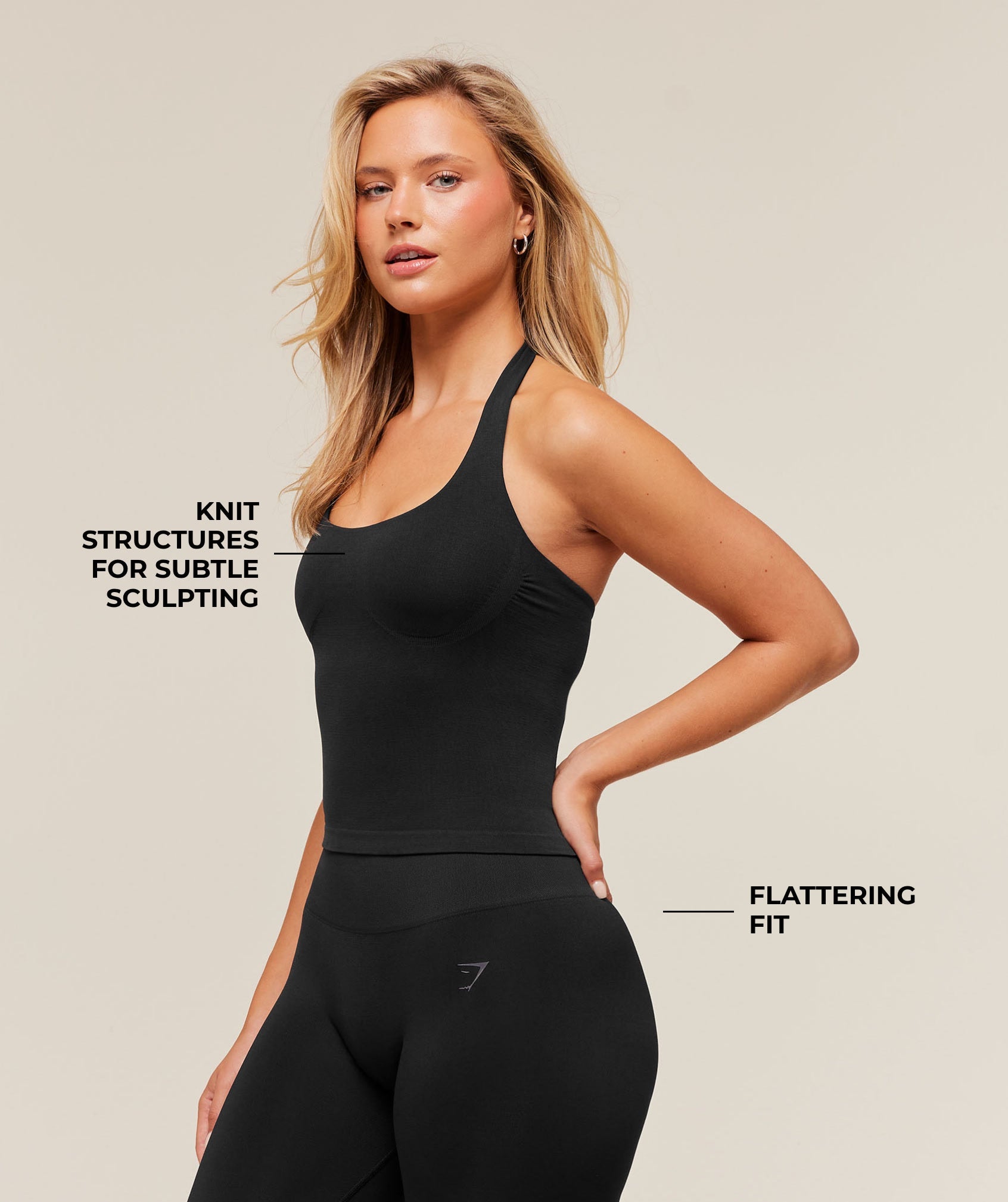 Gymshark Soft Sculpt Halterneck Tank With Shelf - Black