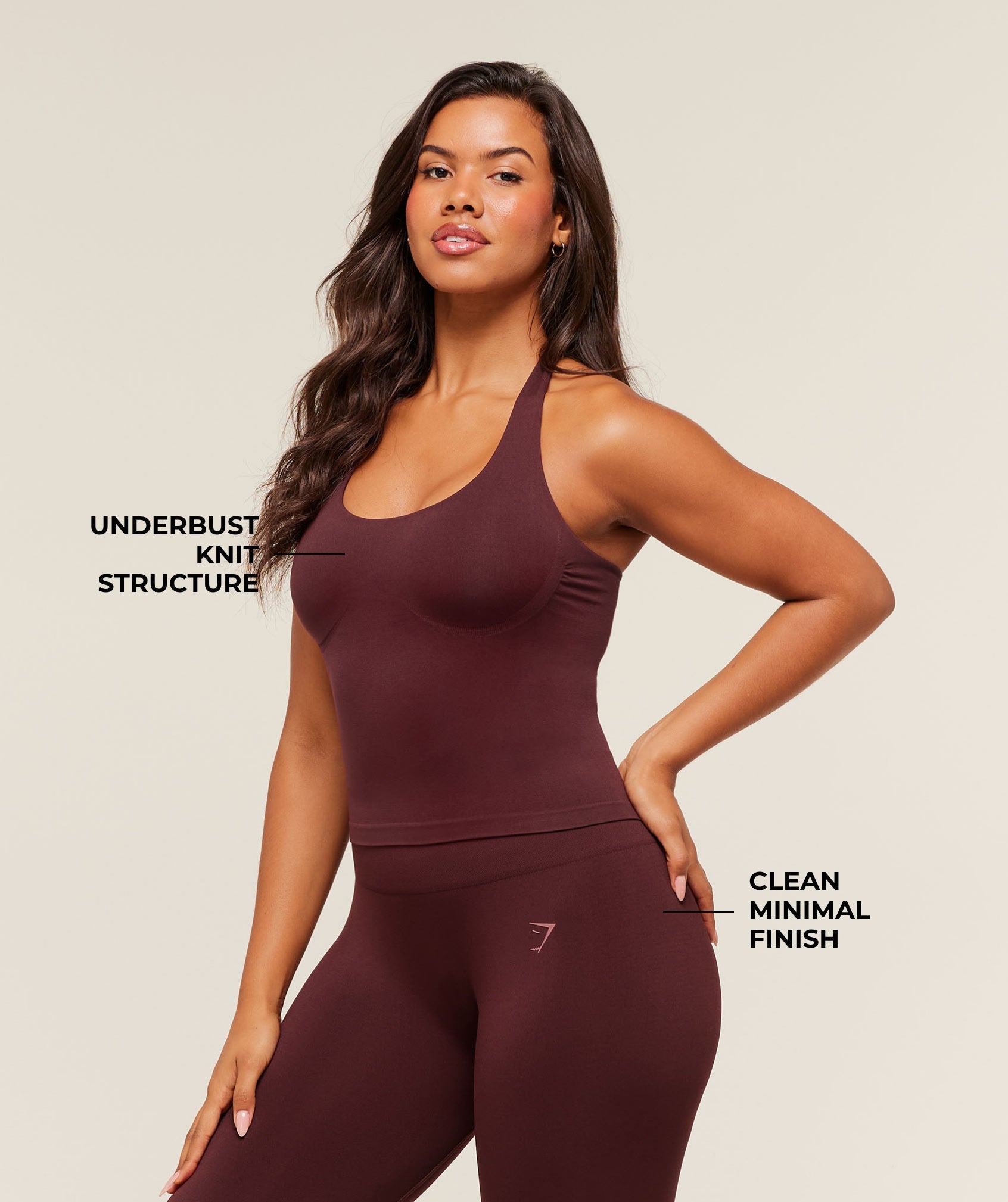 Gymshark Soft Sculpt Halterneck Tank With Shelf - Rich Maroon